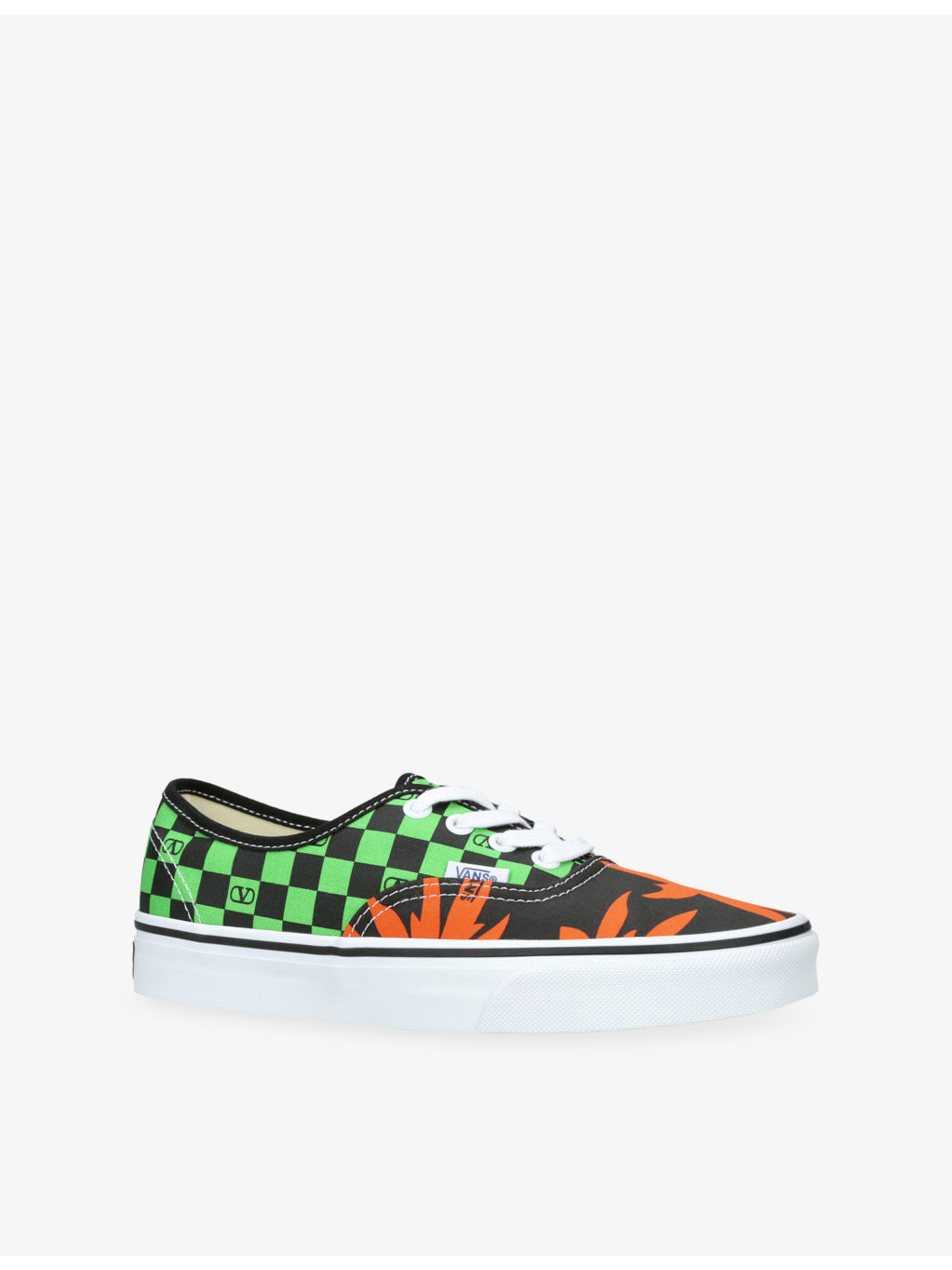 Valentino Garavani X Vans Authentic VLogo Checkerboard and Tropical Leaves Canvas Low-Top Trainers - 3
