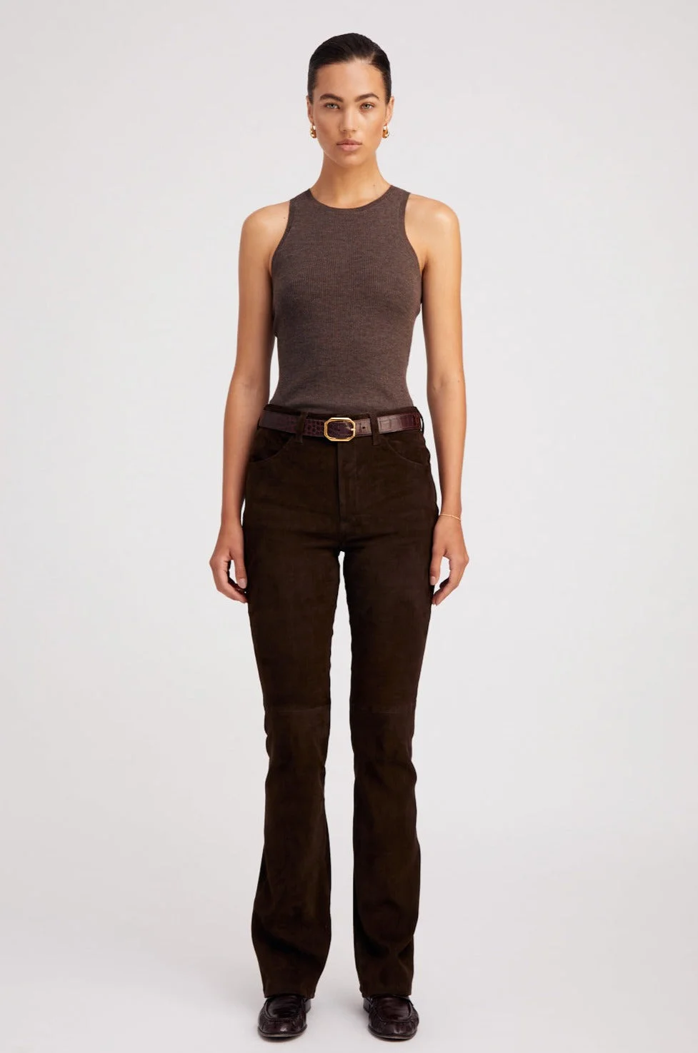 AMERICANO SUEDE 5 POCKET MICRO FLARE PANTS - 1