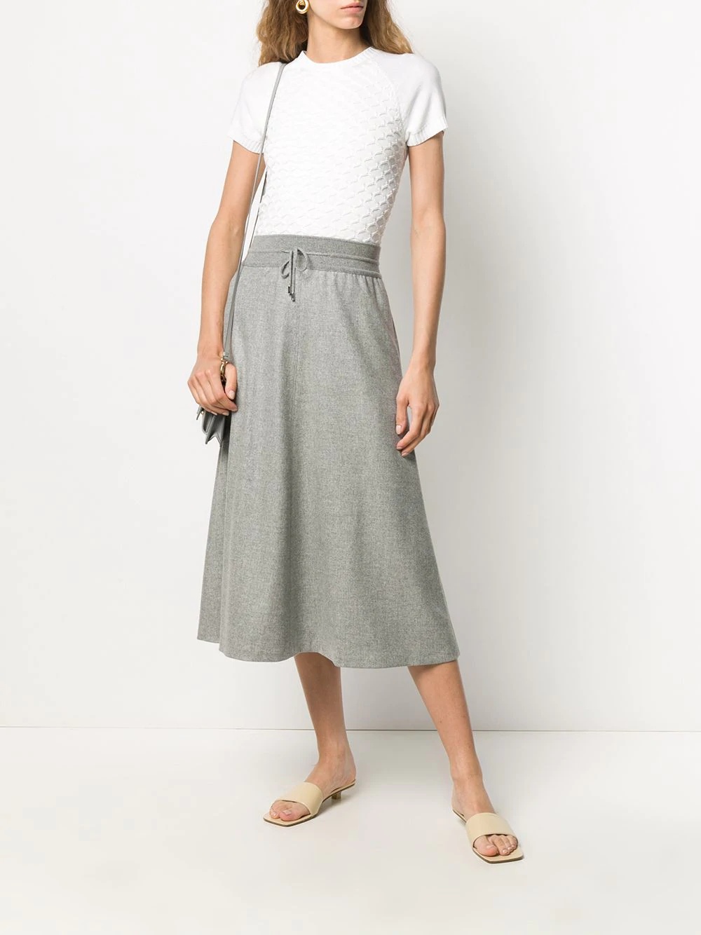 drawstring waist midi skirt - 2