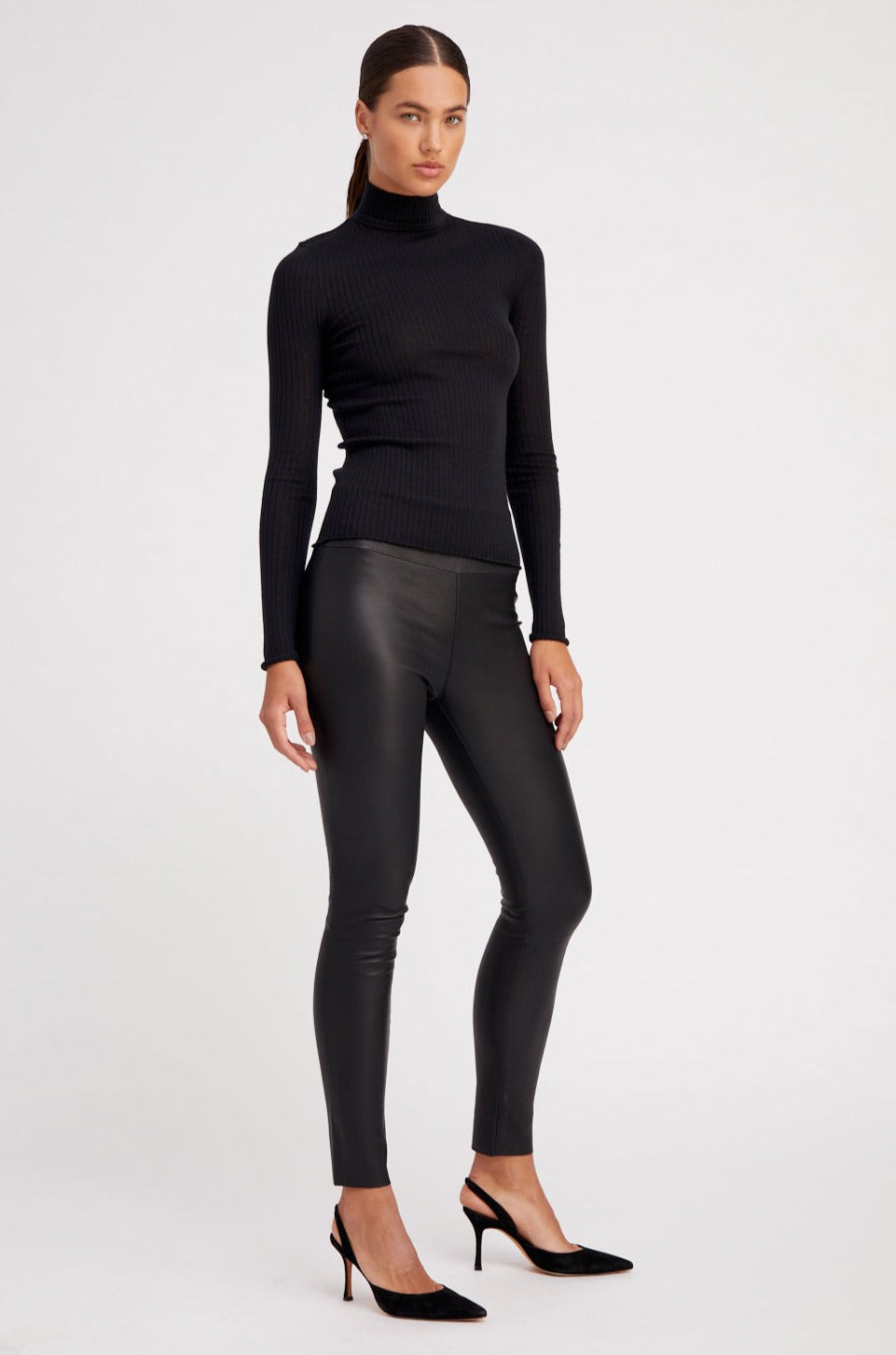 BLACK CASHMERE MOCK NECK - 5