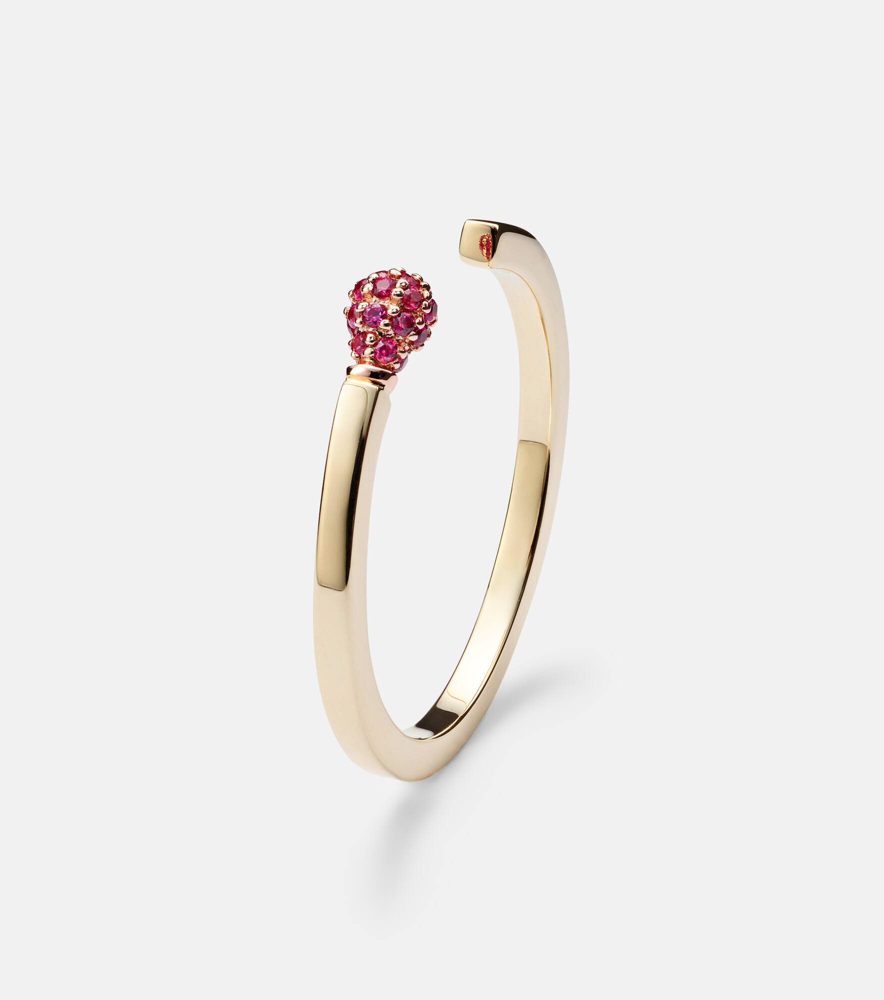Match 14kt gold ring with rubies - 4