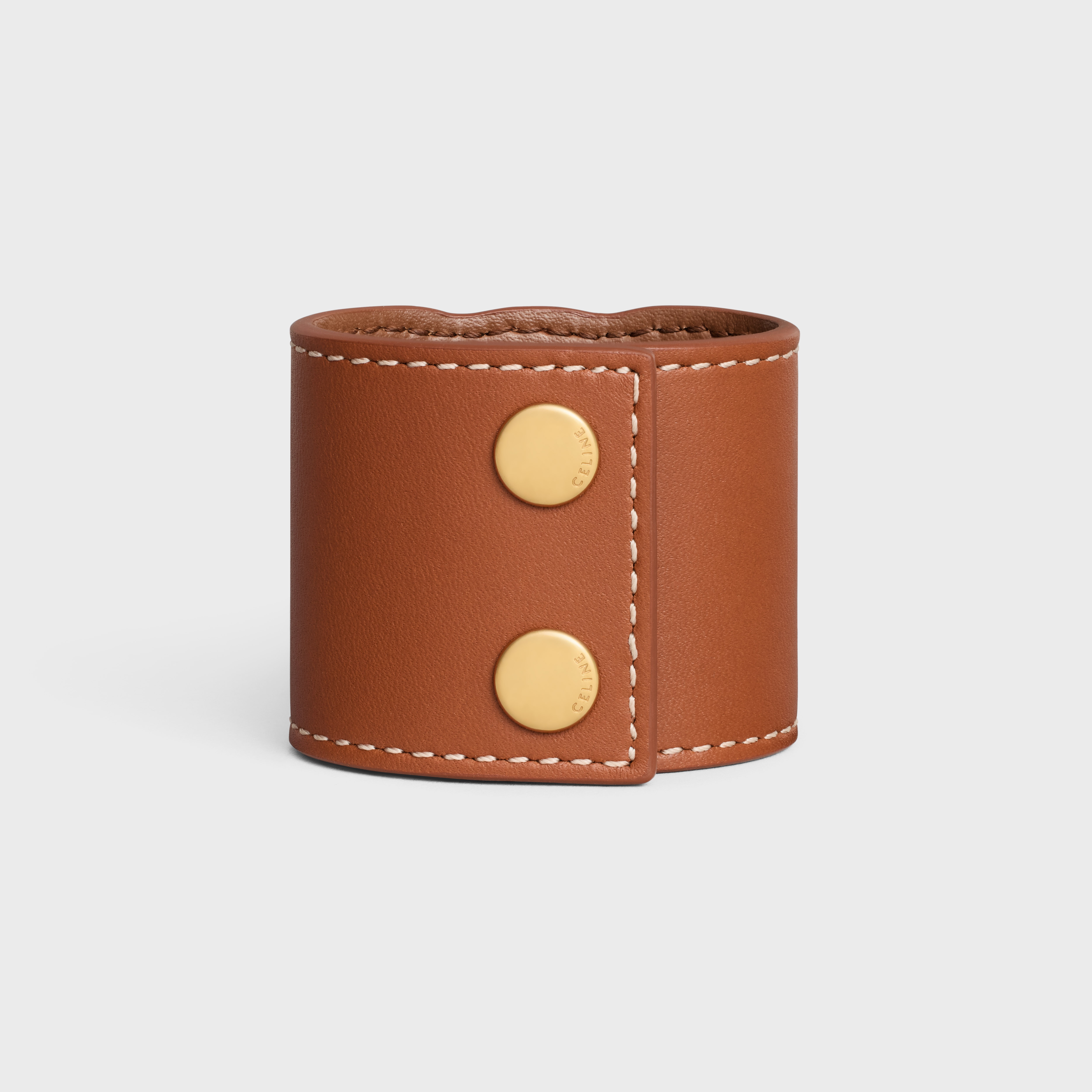 Triomphe Hair Cuff in Calfskin and Brass with Gold Finish - 3