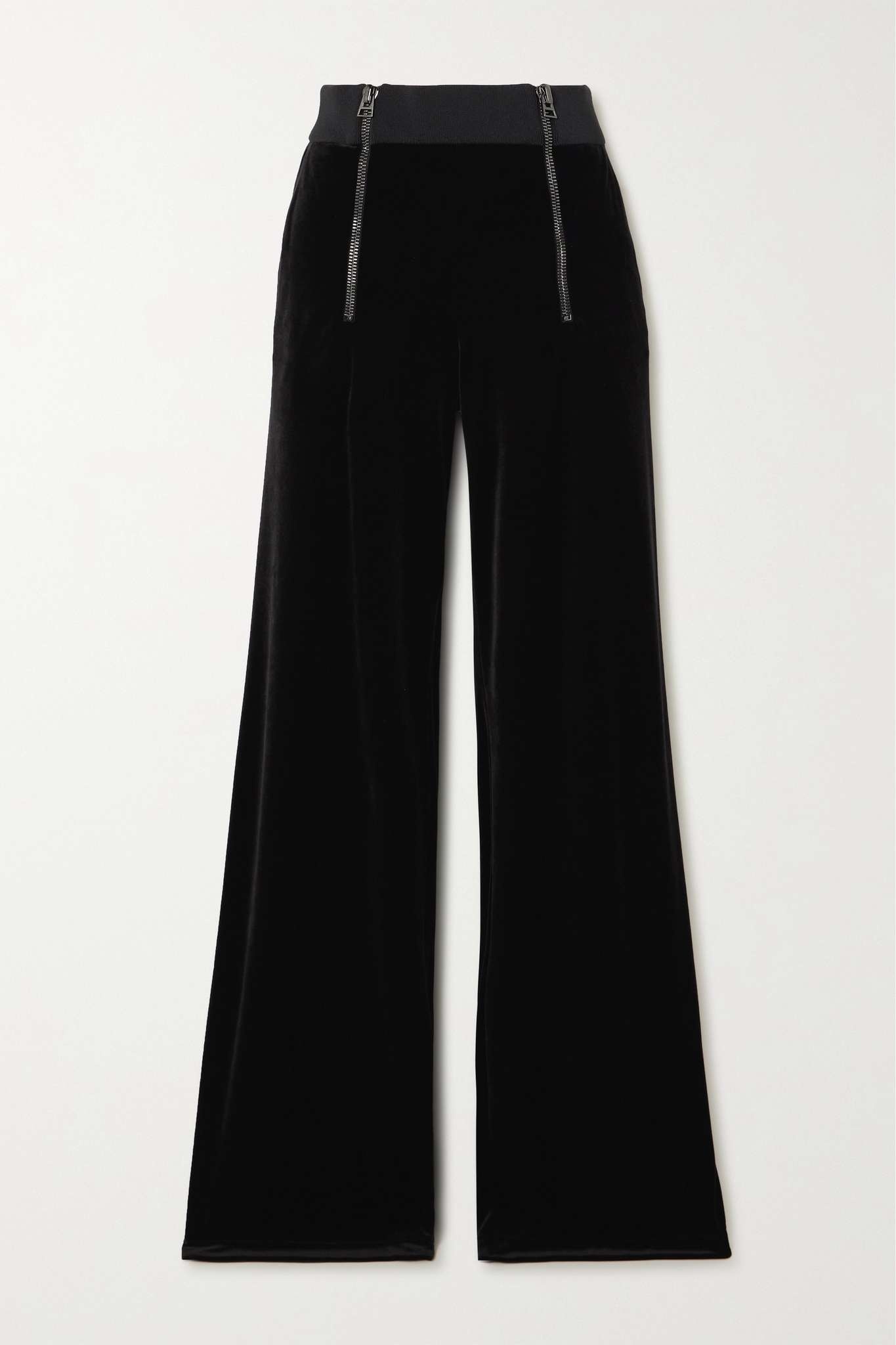 Zip-embellished velour track pants - 1