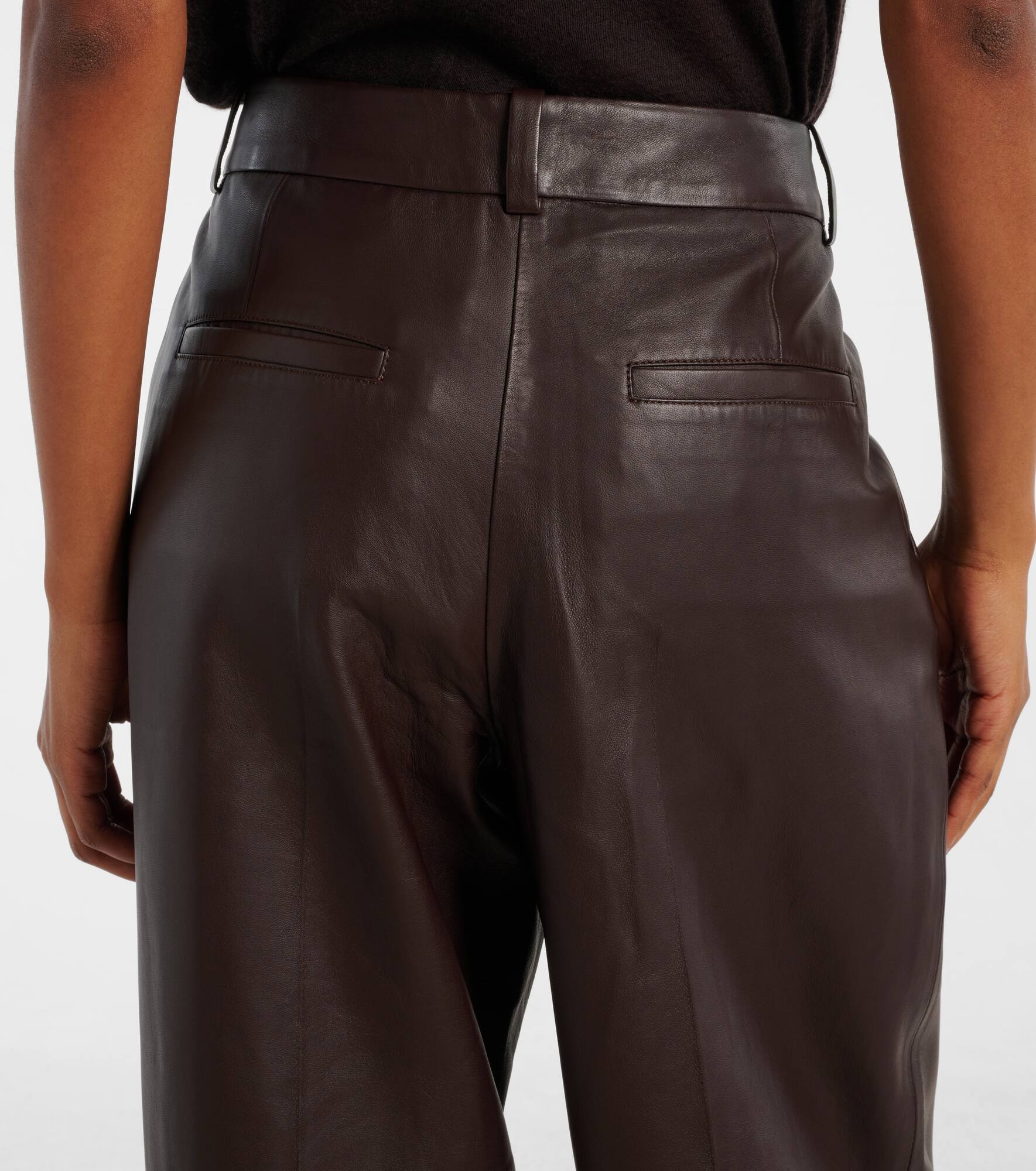 Illustration leather wide-leg pants - 6