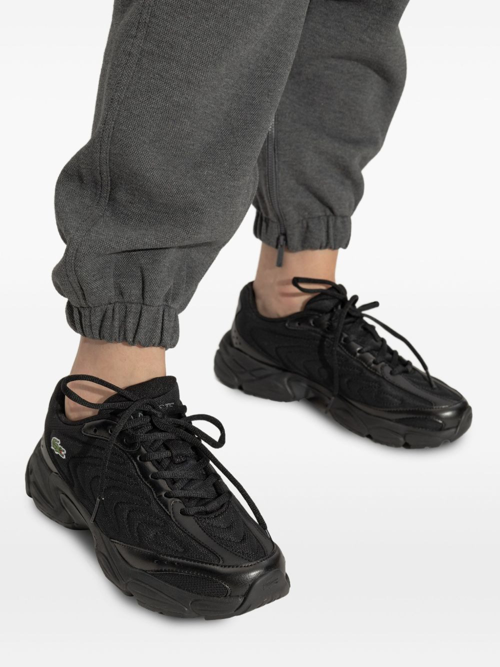 textured lace-up sneakers - 5