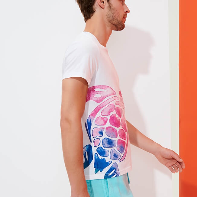 Men Cotton T-Shirt Tortue Aquarelle - 5