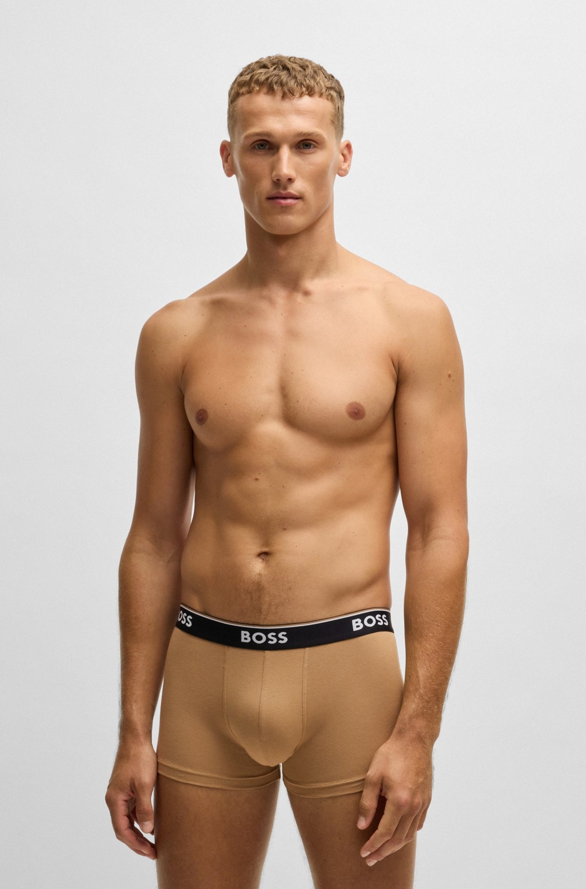 THREE-PACK OF STRETCH-COTTON TRUNKS WITH LOGO WAISTBAND - 6