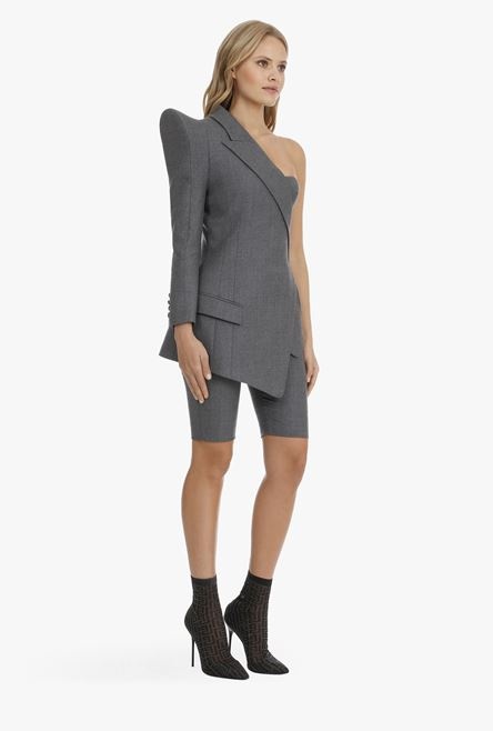 Gray wool asymmetrical blazer - 7