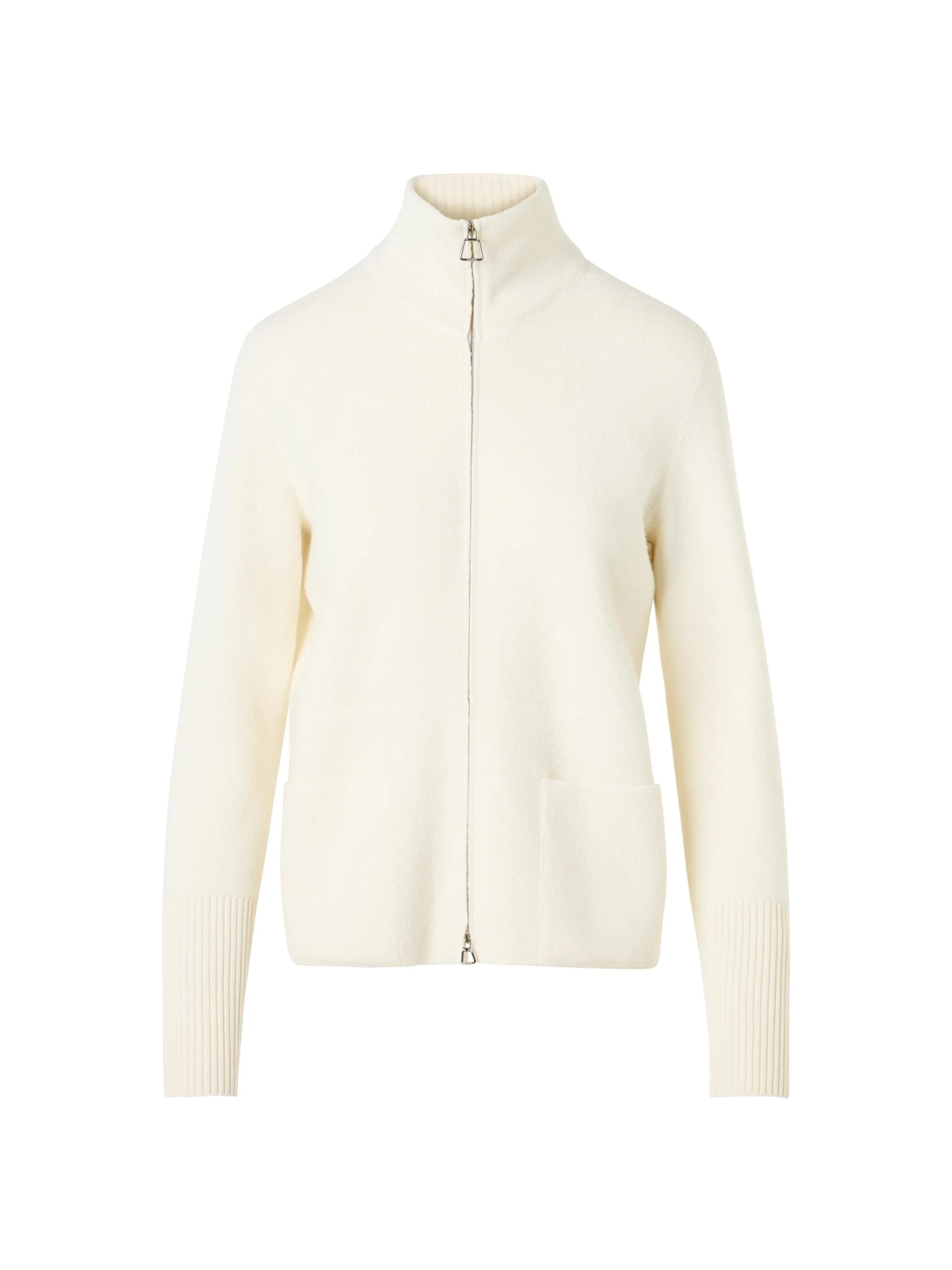 Women's Cashmere Piqué Zip Cardigan - Ecru - 1