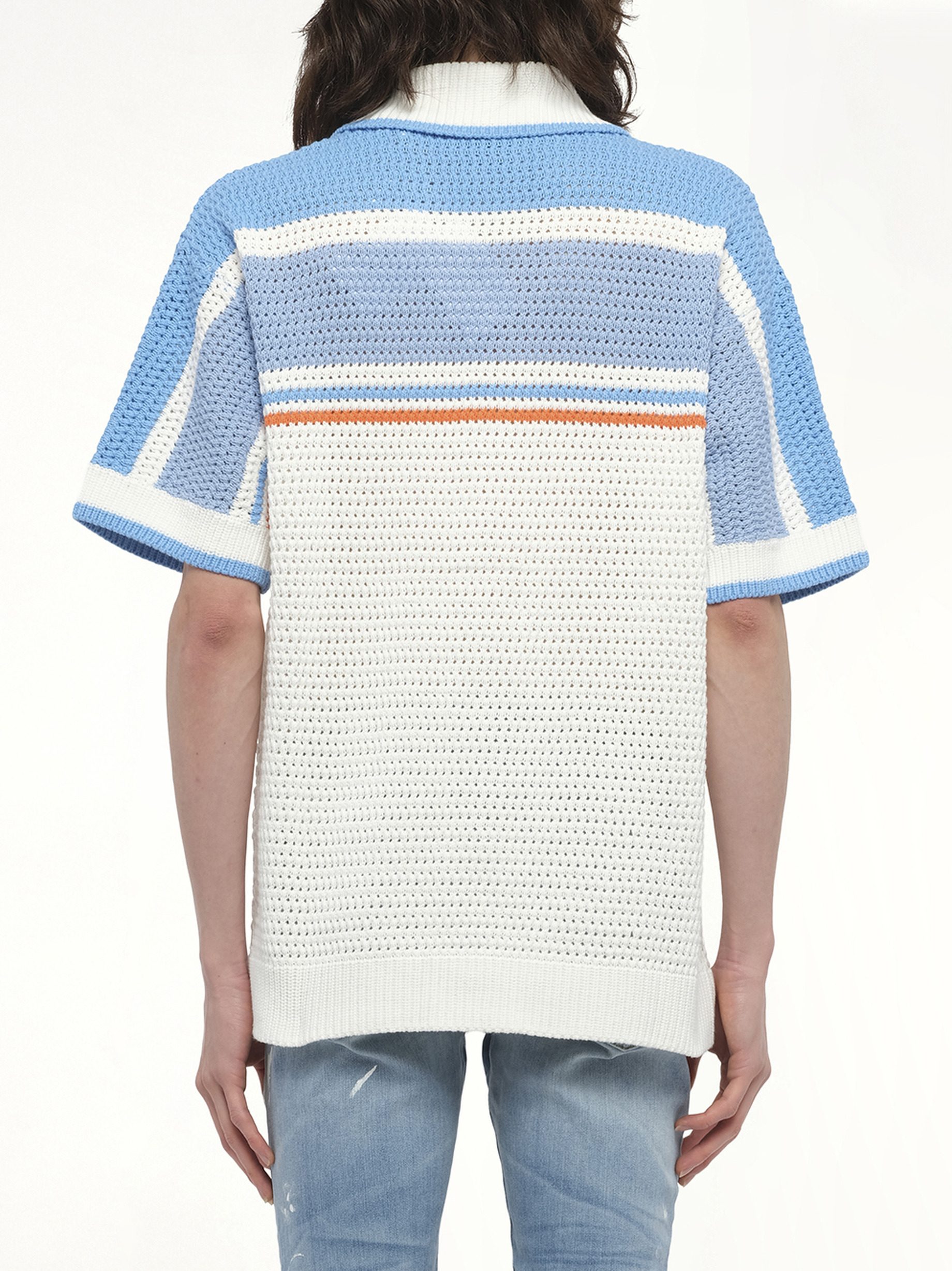 Faux Crochet Shirt in Blue - 6