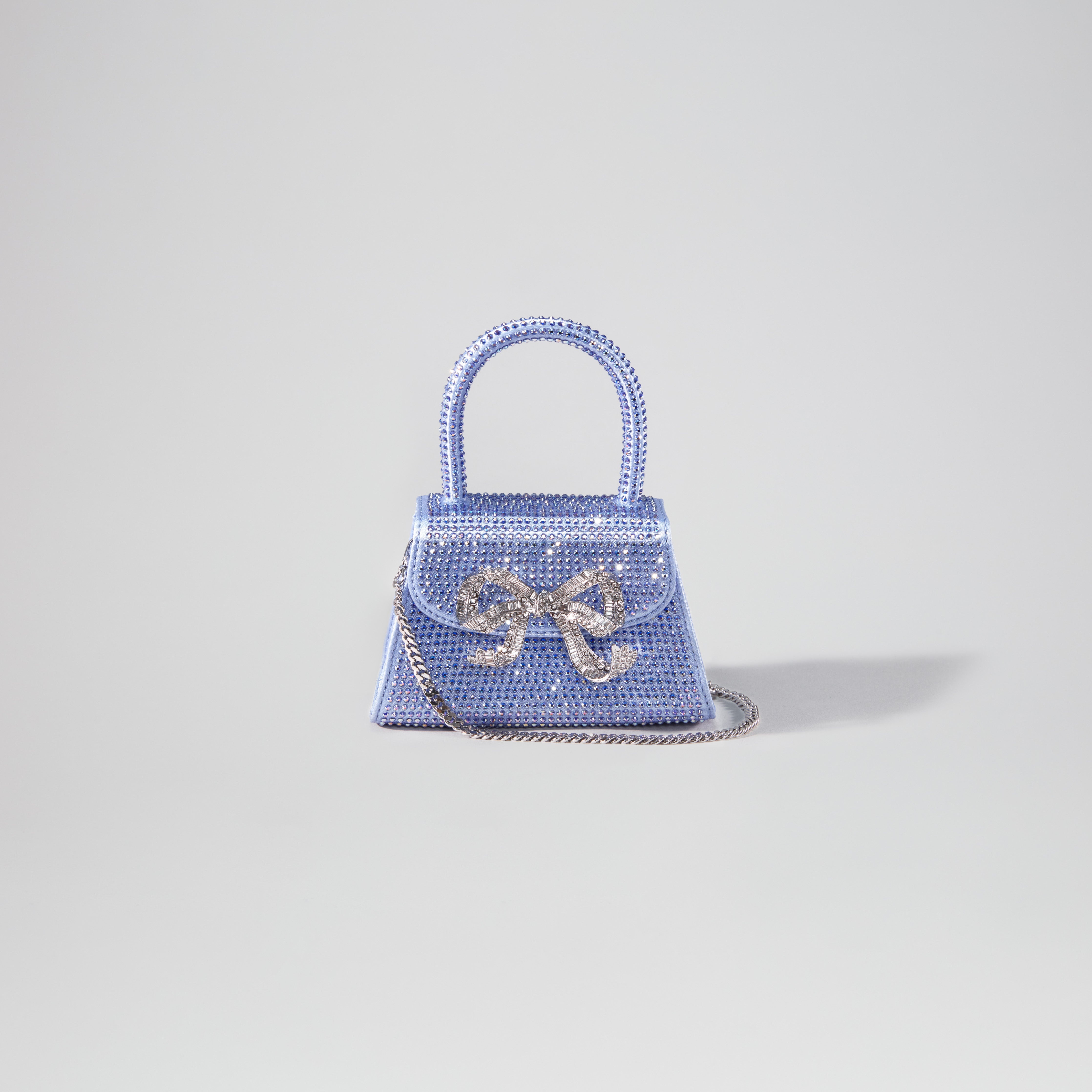 Blue Rhinestone Micro Bow Bag - 4