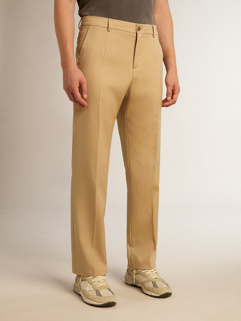 Golden Goose Men’s wool gabardine pants in sand outlook
