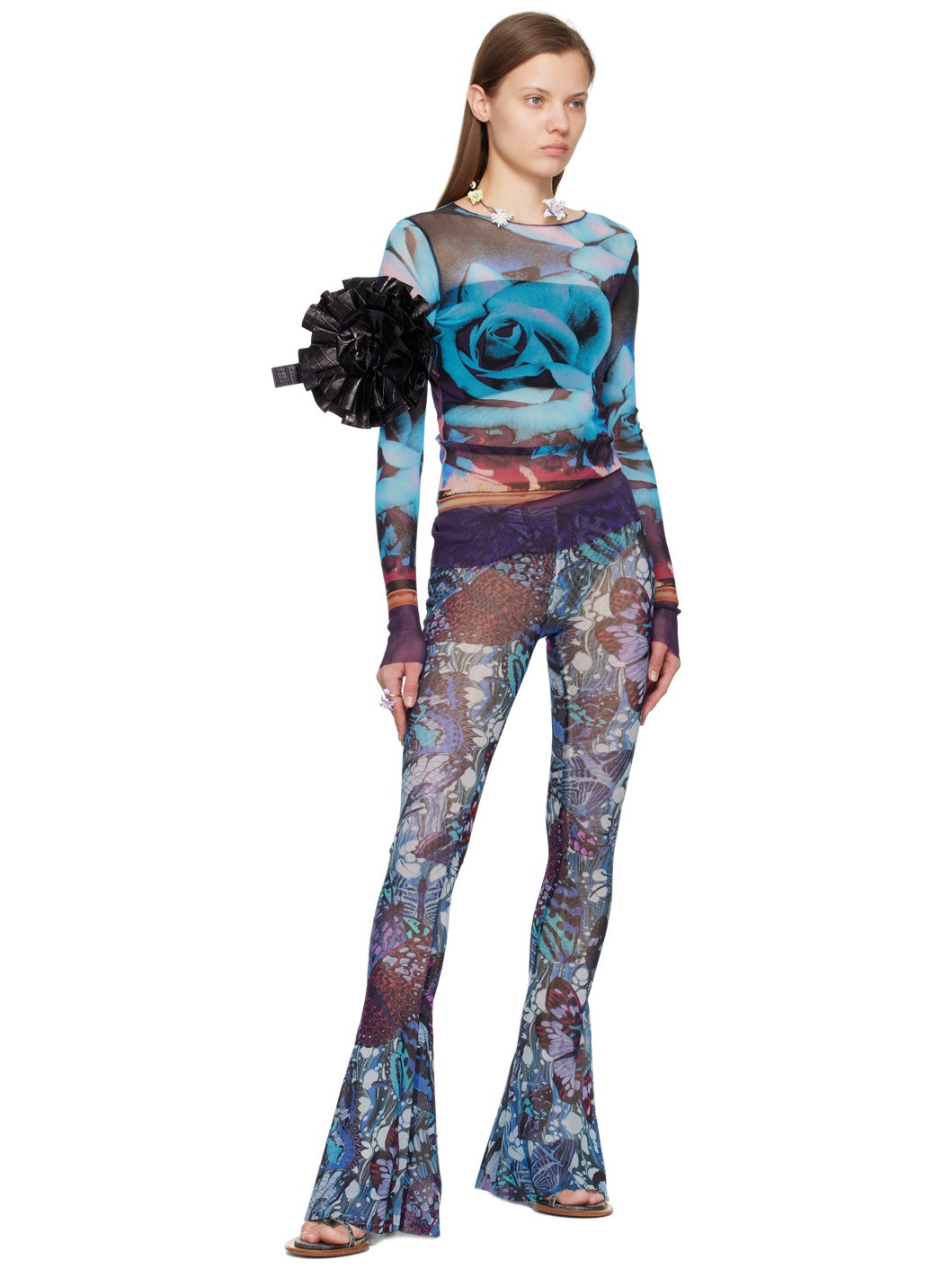 Purple & Blue Roses Long Sleeve T-Shirt - 4