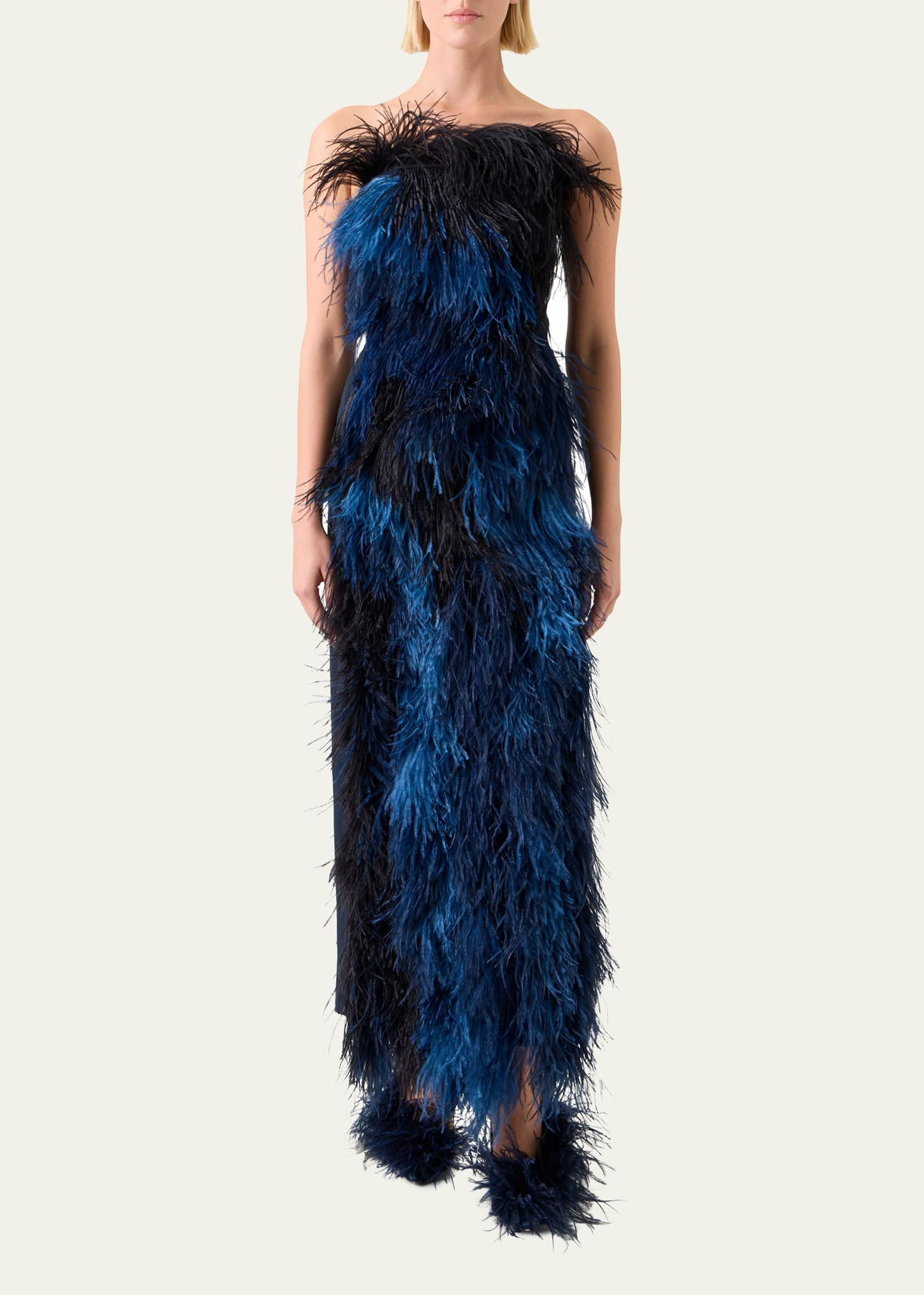 Strapless Ostrich Feather Gown - 2