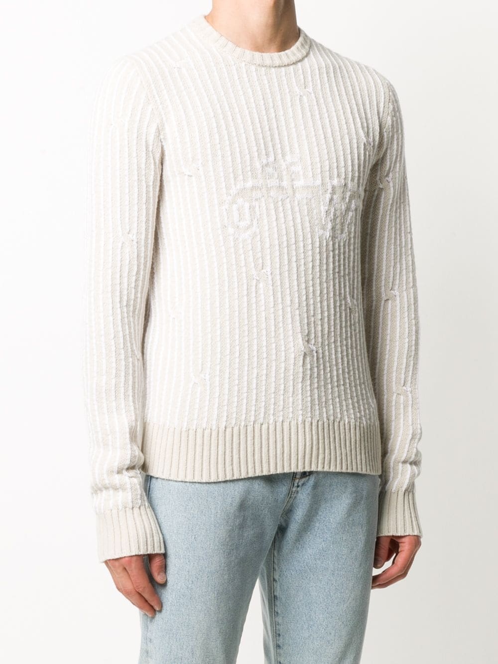 cable-knit crew-neck jumper - 3