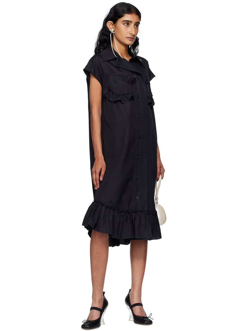 Simone Rocha Black Sleeveless Ruffle Bust Detail Midi Dress outlook