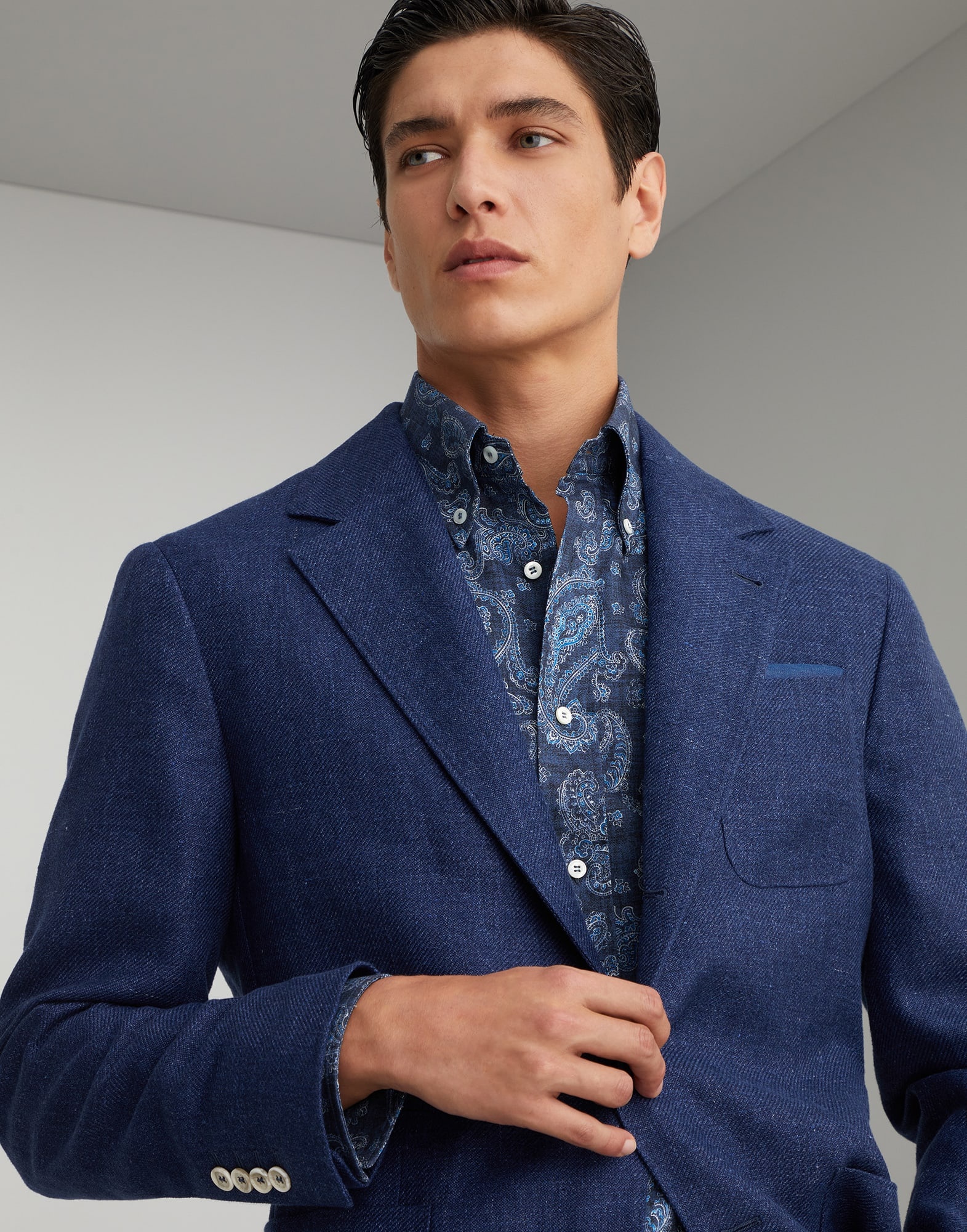 Brunello Cucinelli Linen, wool and silk diagonal