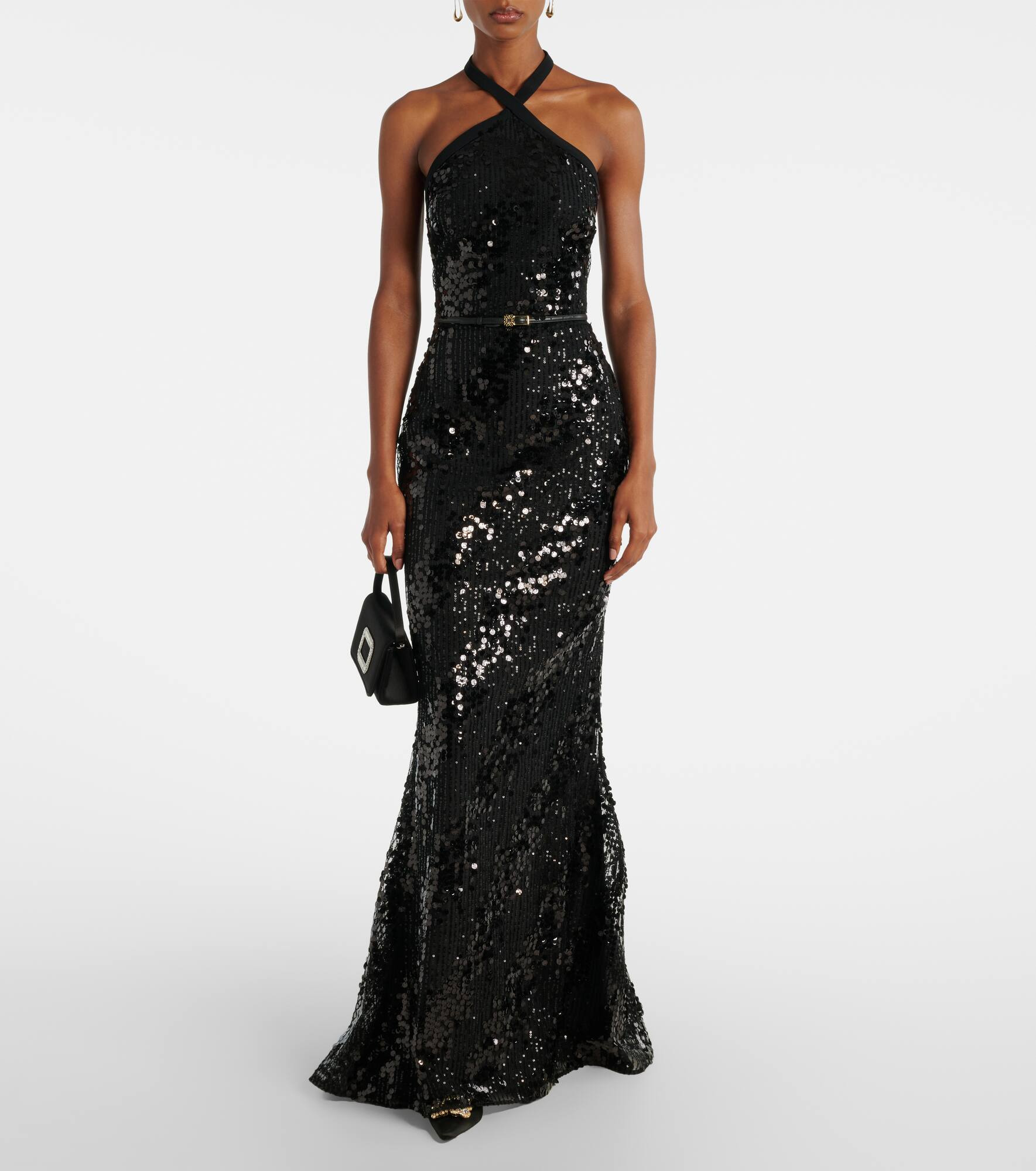 Sequined halterneck silk-blend gown - 2