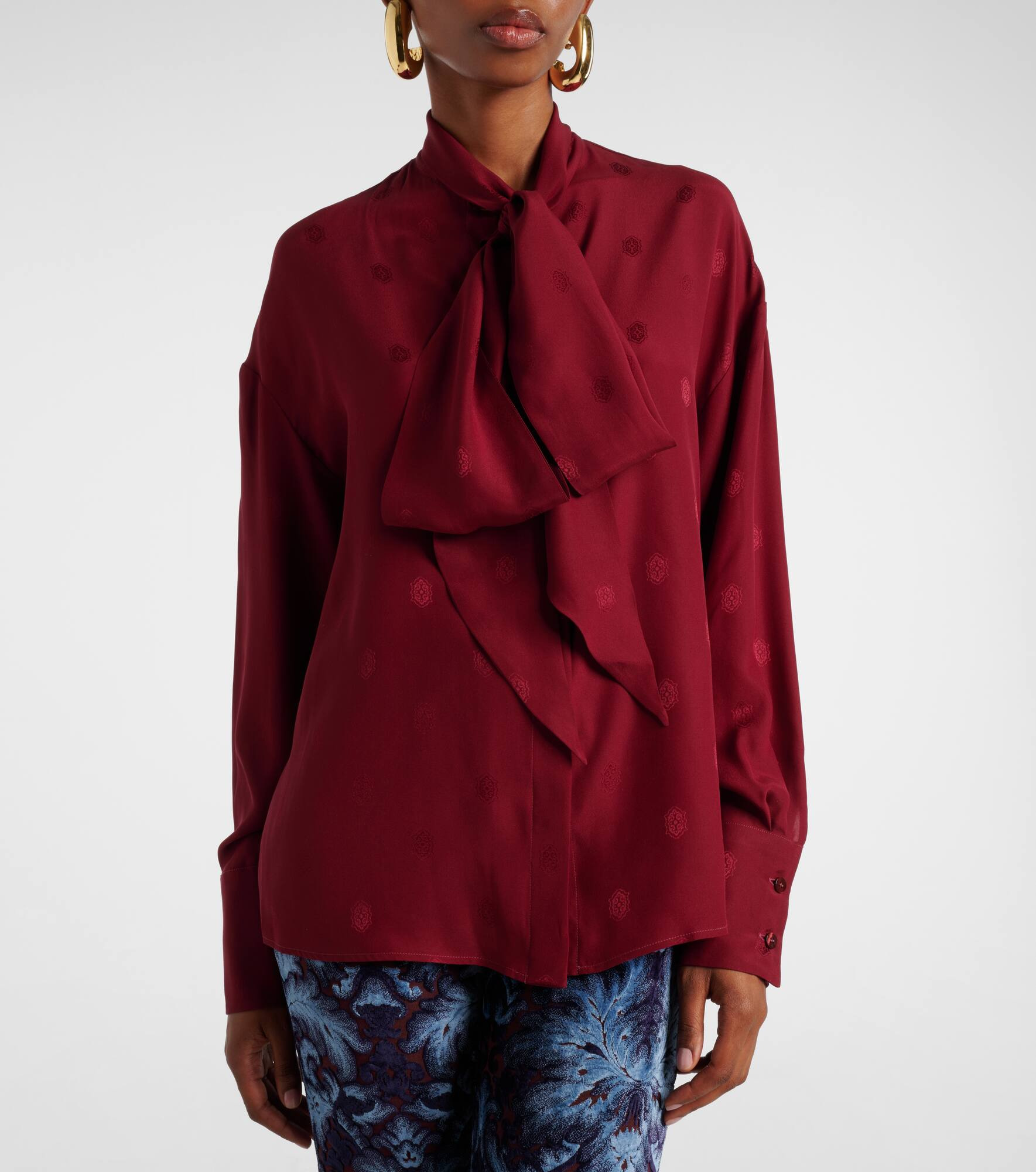 Jacquard silk crêpe de chine blouse - 6