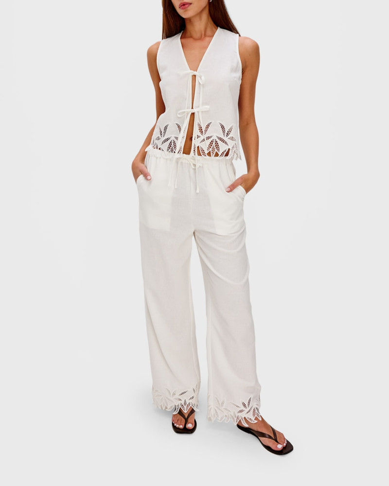 Rails Oregon Embroidered Sleeveless Tie-Front Blouse outlook