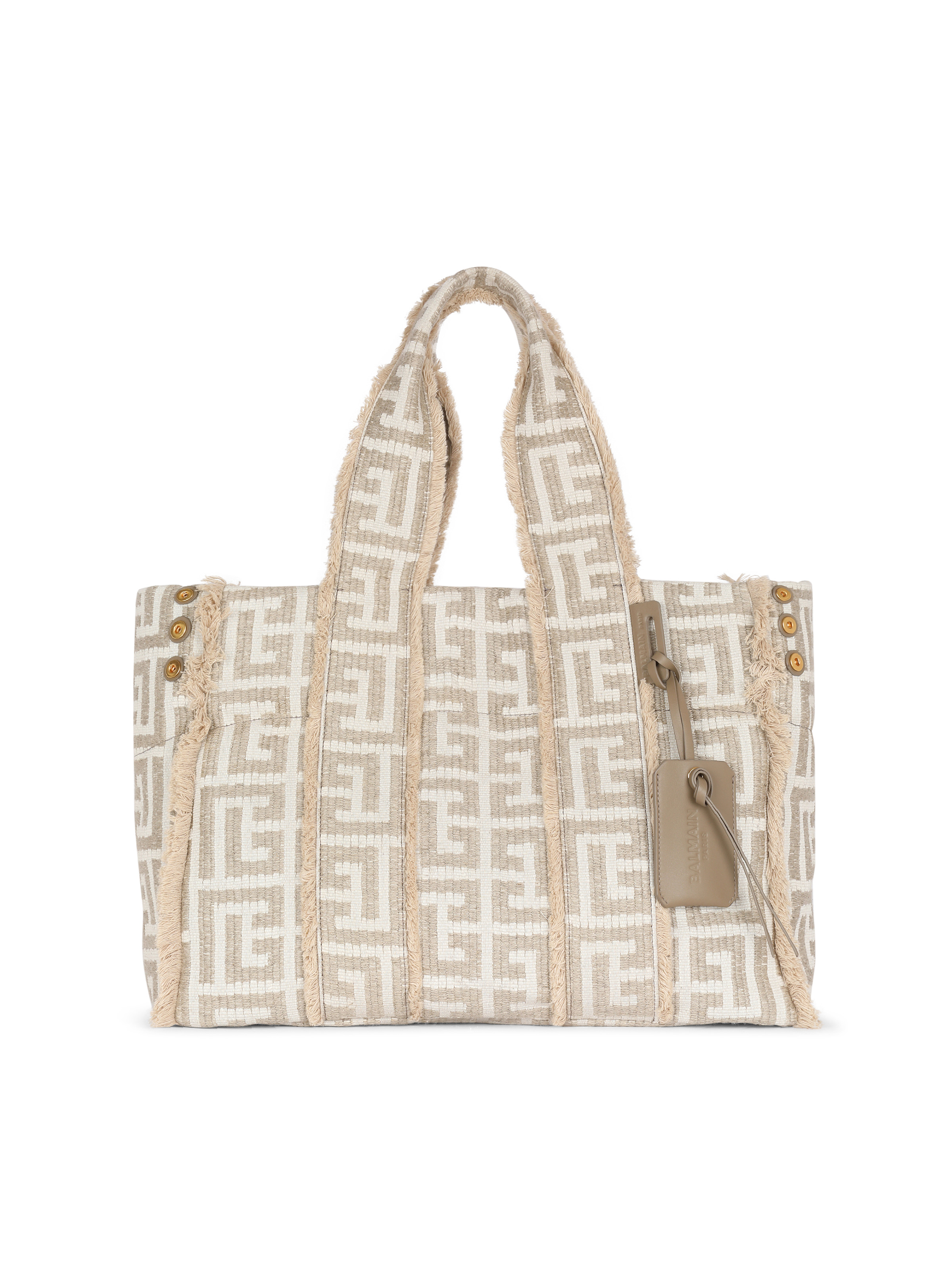 XXL monogrammed raffia tote bag - 1