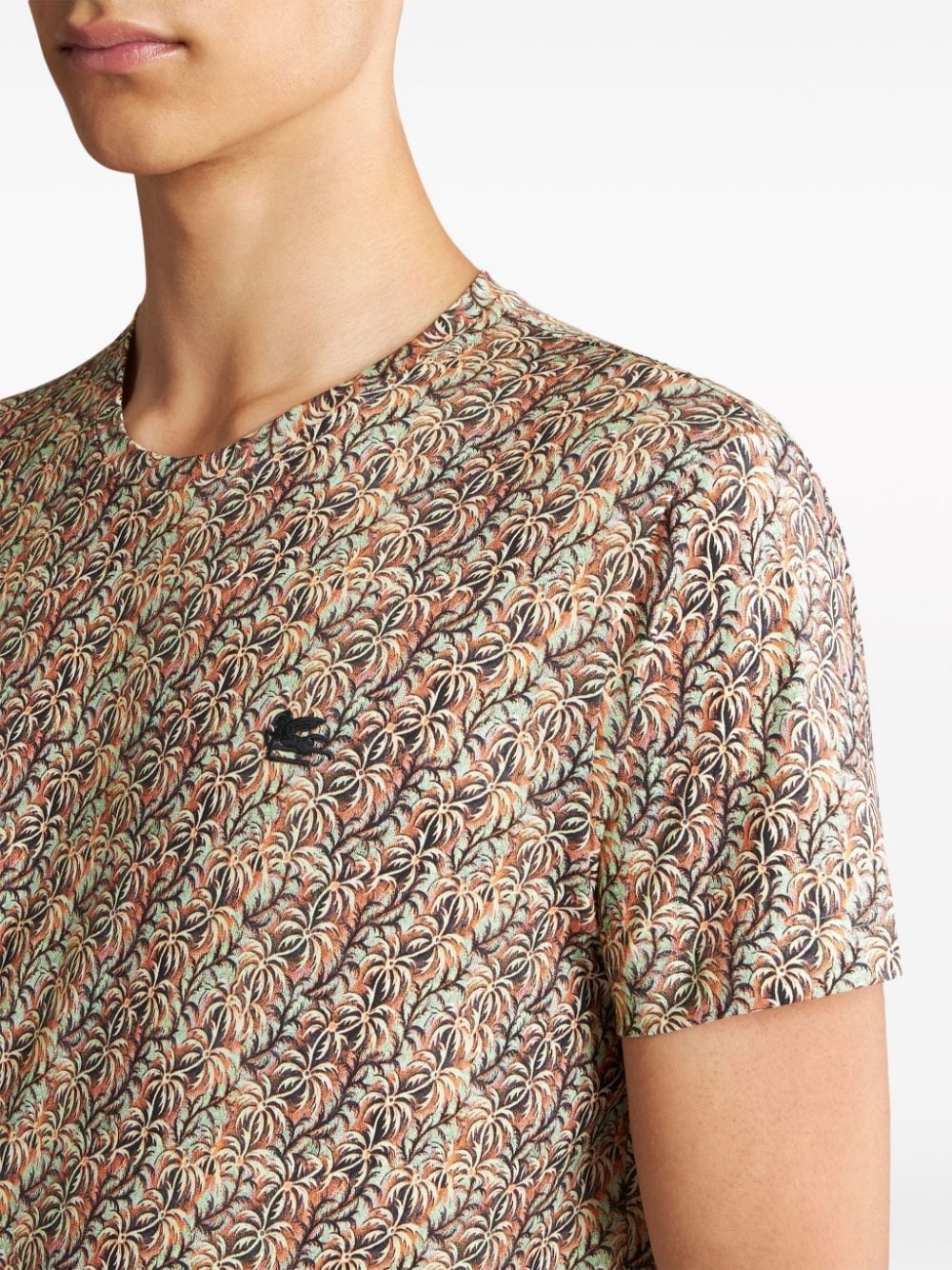 palm tree-print cotton T-shirt - 4