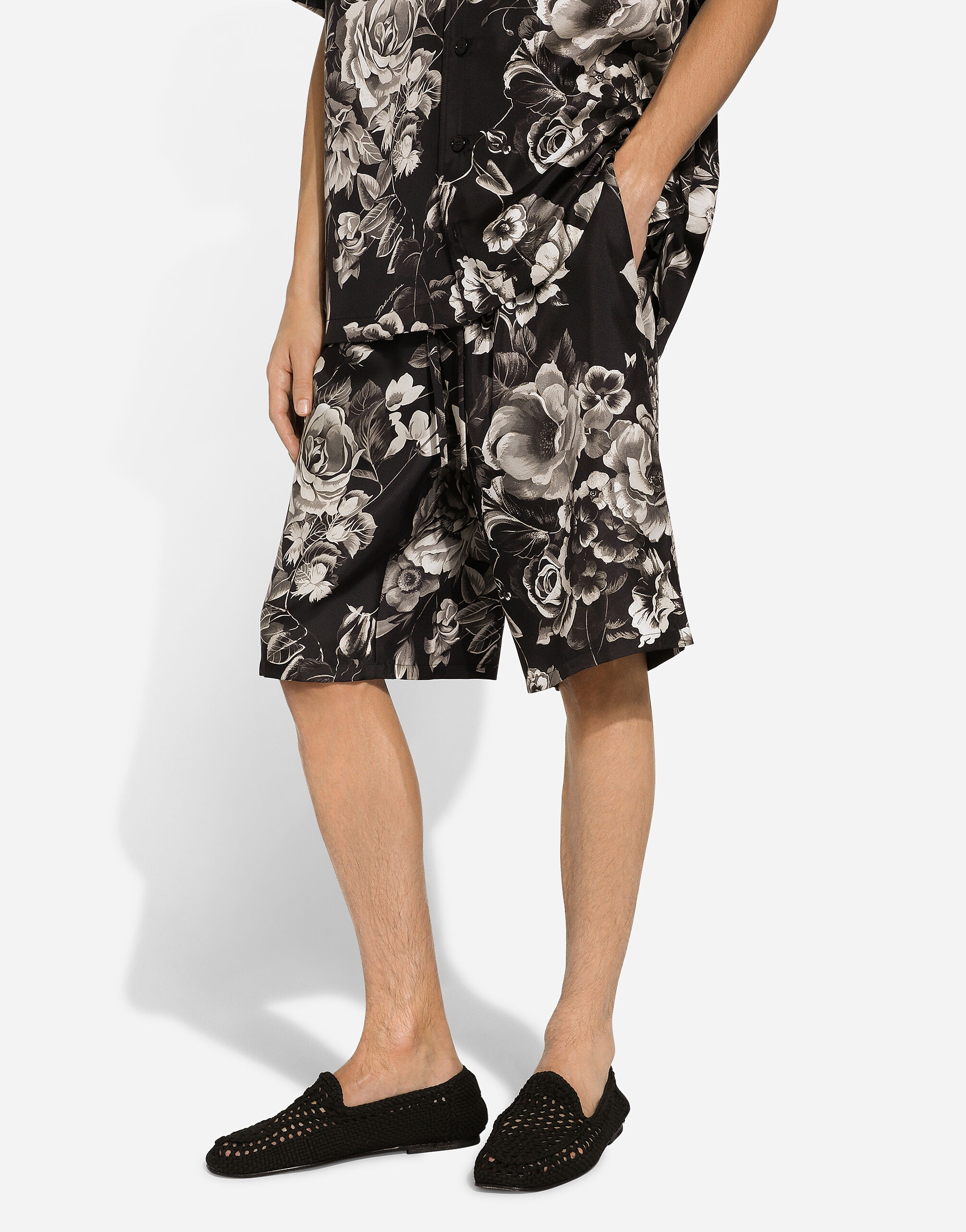 Floral-print silk vanity shorts - 4