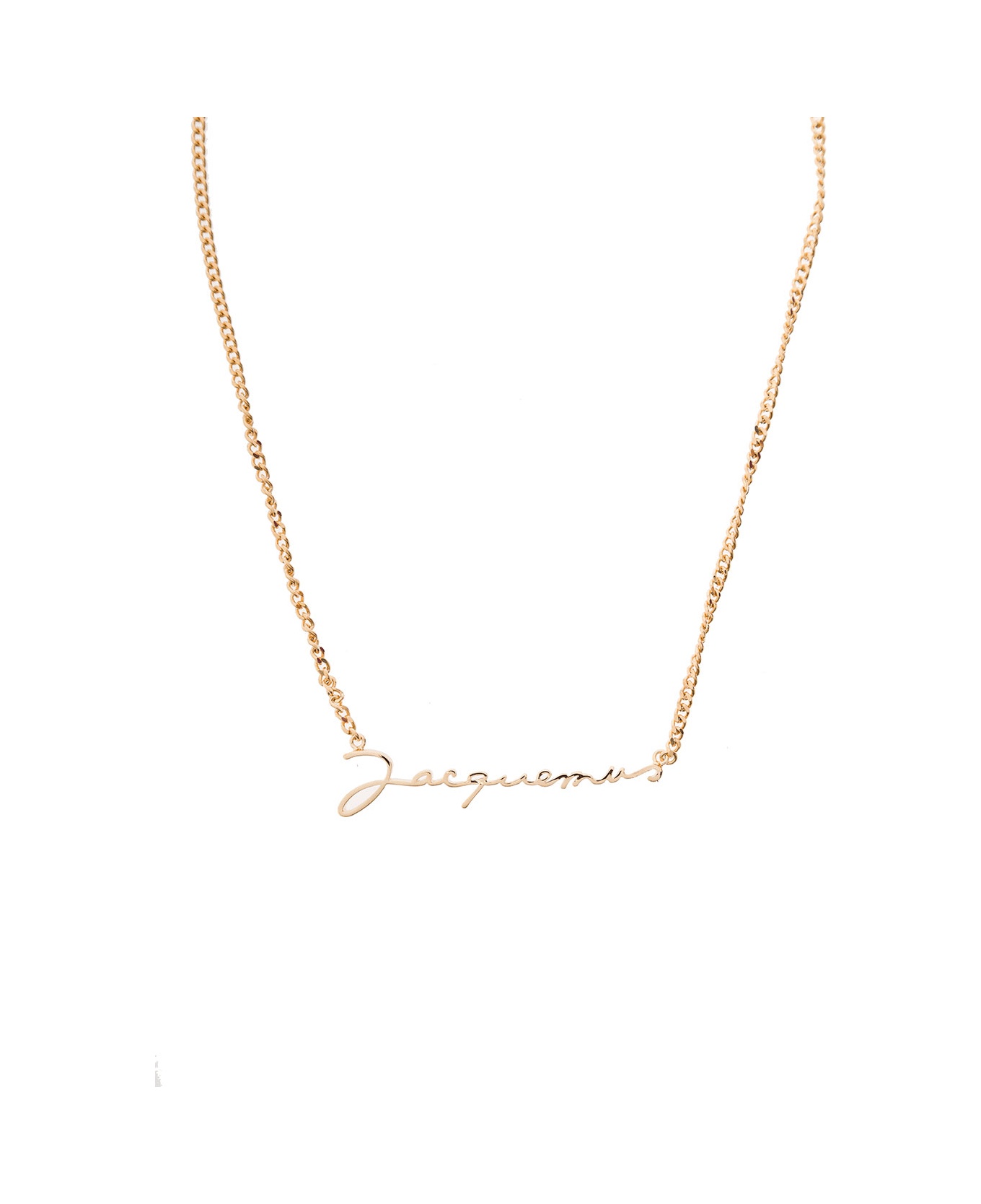 Gold-tone Le Chaine Necklace With Logo Plaque In Brass Woman - 2
