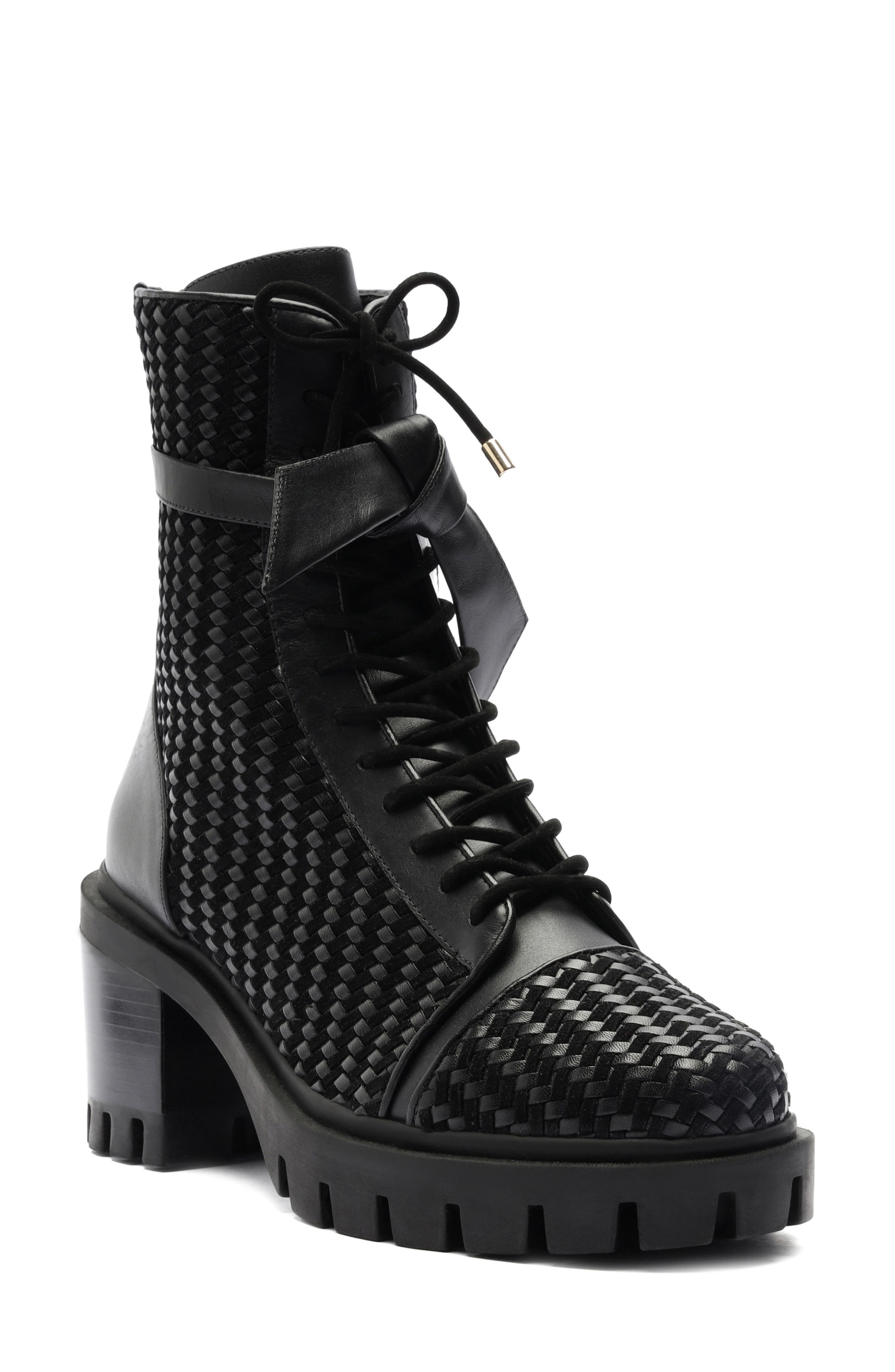 Alexandre Birman Tresse Combat Boot in Black at Nordstrom - 1