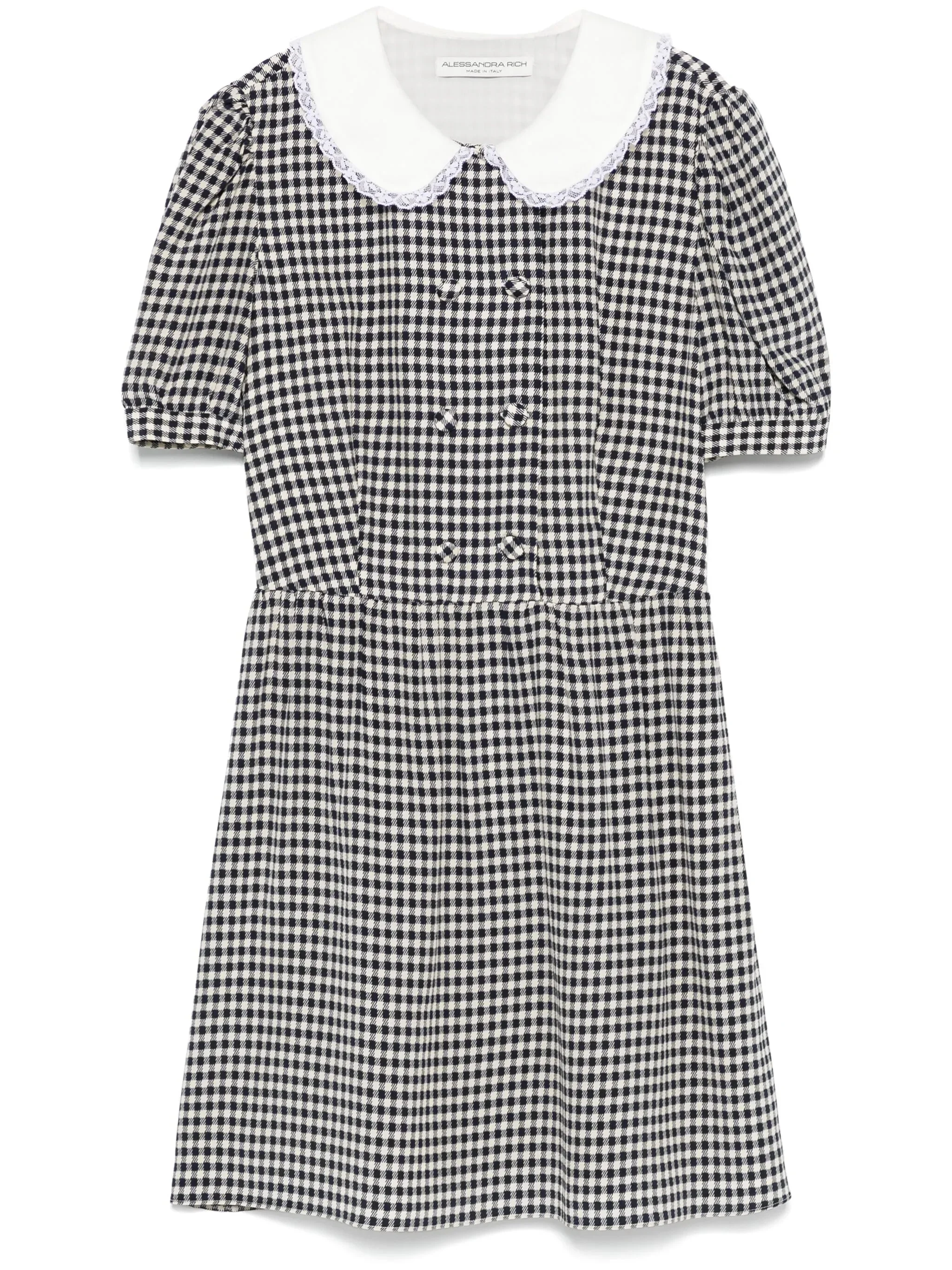 vichy-print silk mini dress - 1