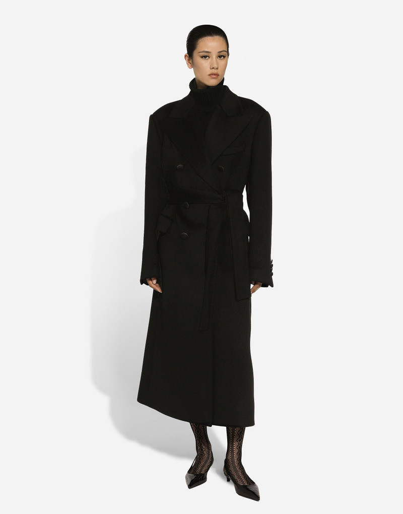 Dolce & Gabbana Double-breasted cashmere baize coat with belt outlook