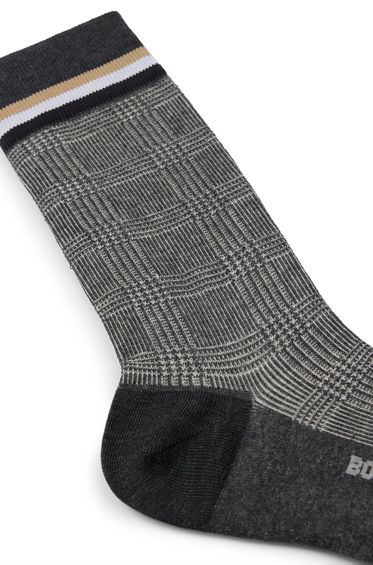 REGULAR-LENGTH CHECKED SOCKS IN MERCERIZED STRETCH COTTON - 2