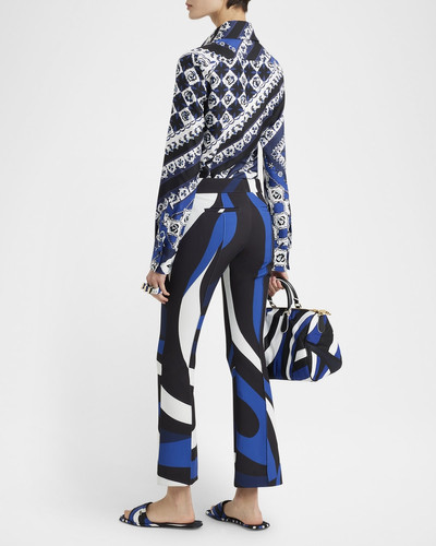 PUCCI Iride Pintuck Kick-Flare Ankle Trousers outlook