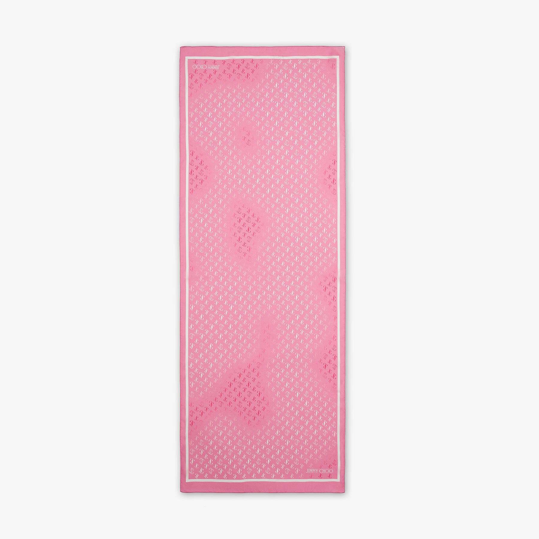 Doris
Candy Pink Silk Stole with Printed JC Monogram - 2