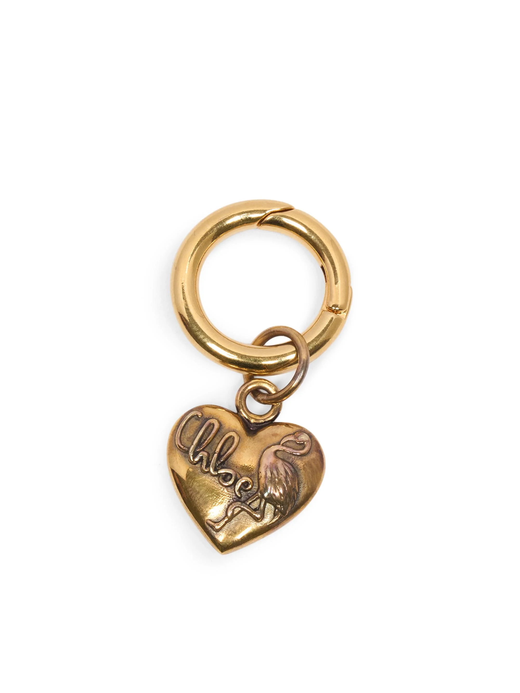 Women's Heart-Shaped Logo Bag Charm - Gold Color - 1