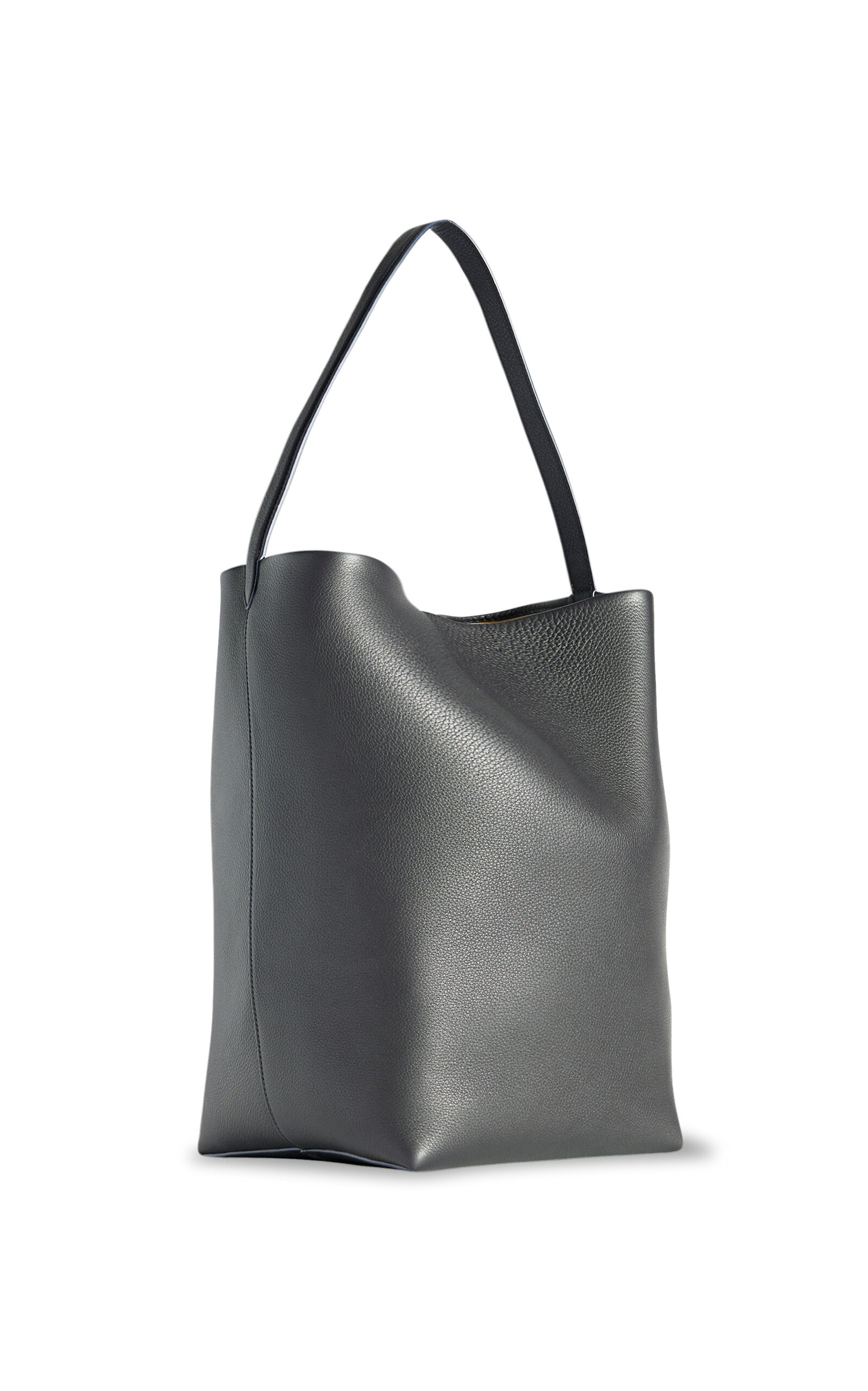 Large N/S Park Leather Tote Bag grey - 3