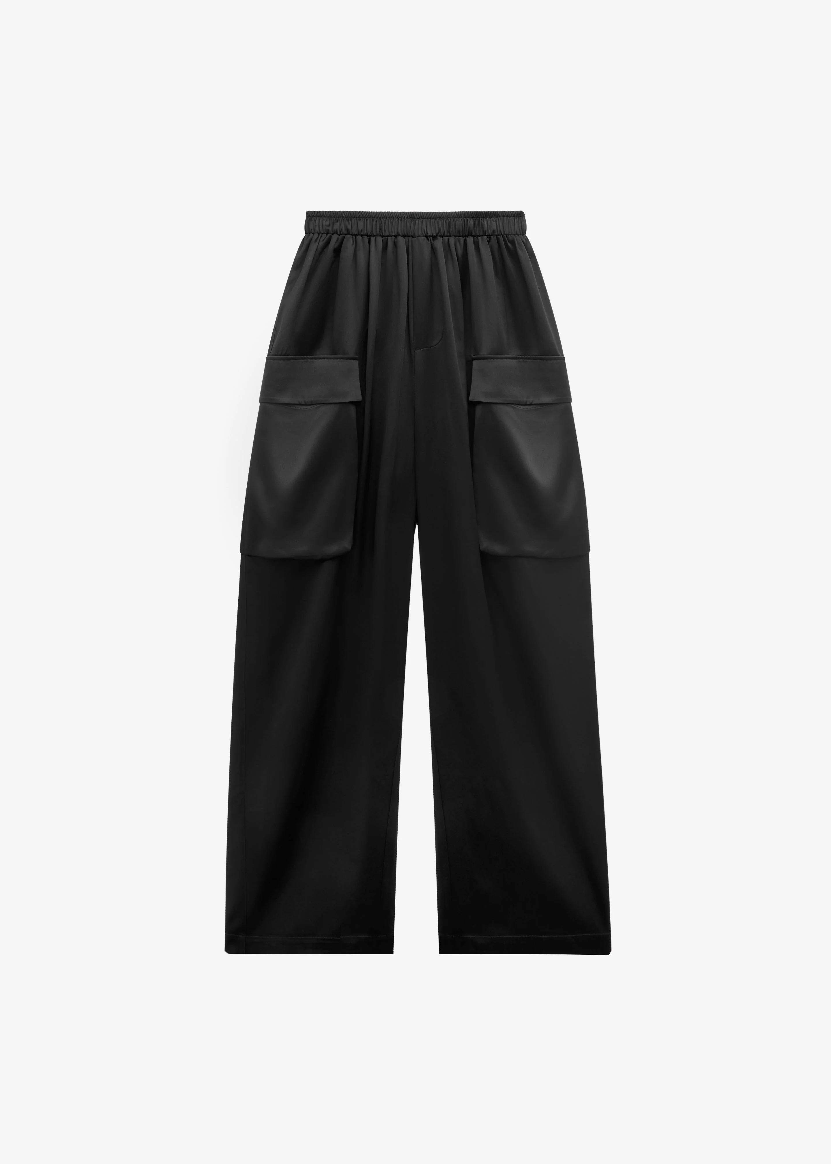 Delny Satin Cargo Pants - Black - 1