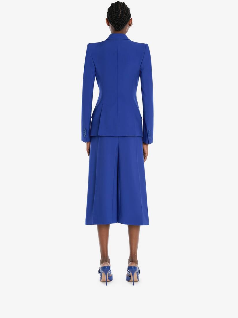 Wool A-line Skirt in Electric Blue - 4