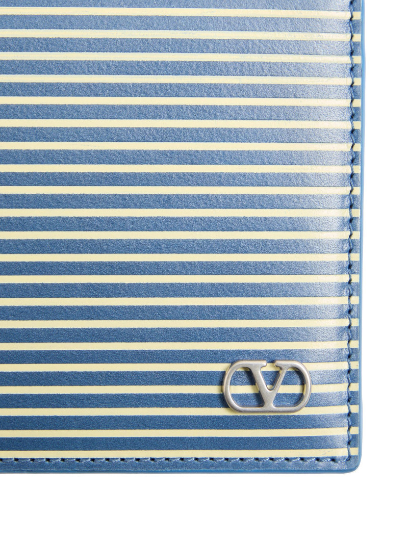 Men's Vlogo Signature Calfskin Wallet with Striped Print - Azure 5