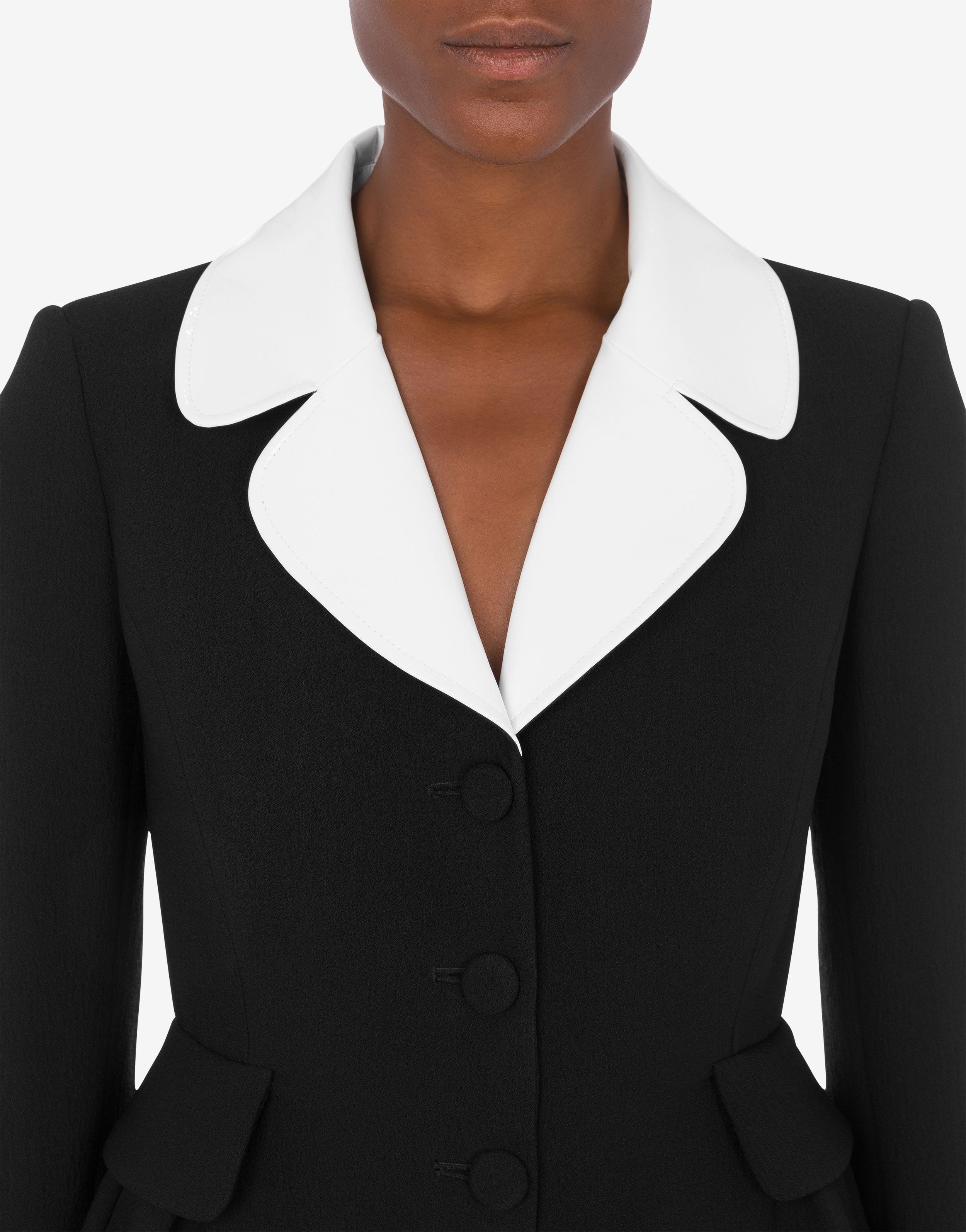 VINYL DETAILS STRETCH CRÊPE JACKET - 4