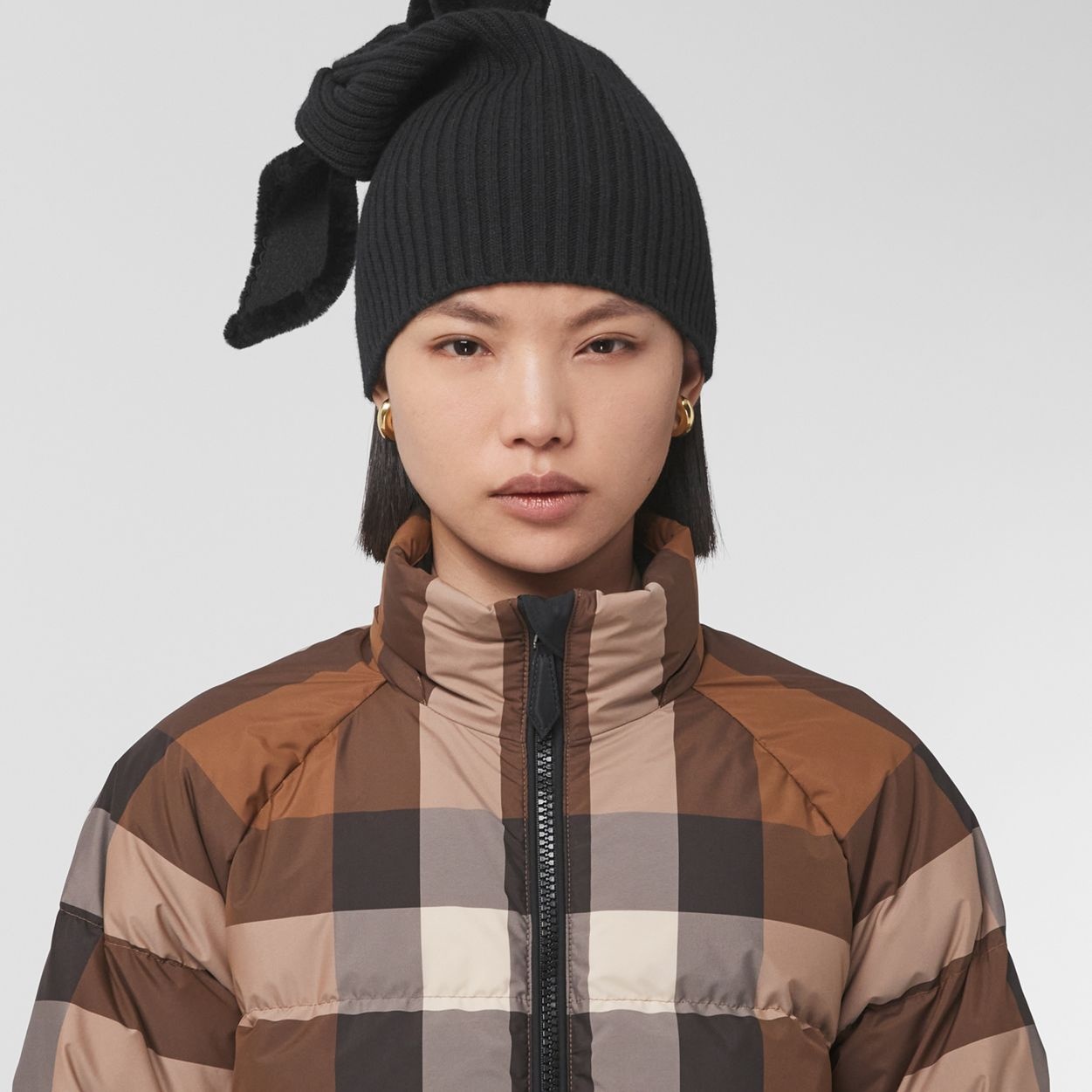 Detachable Hood Check Puffer Jacket - 6