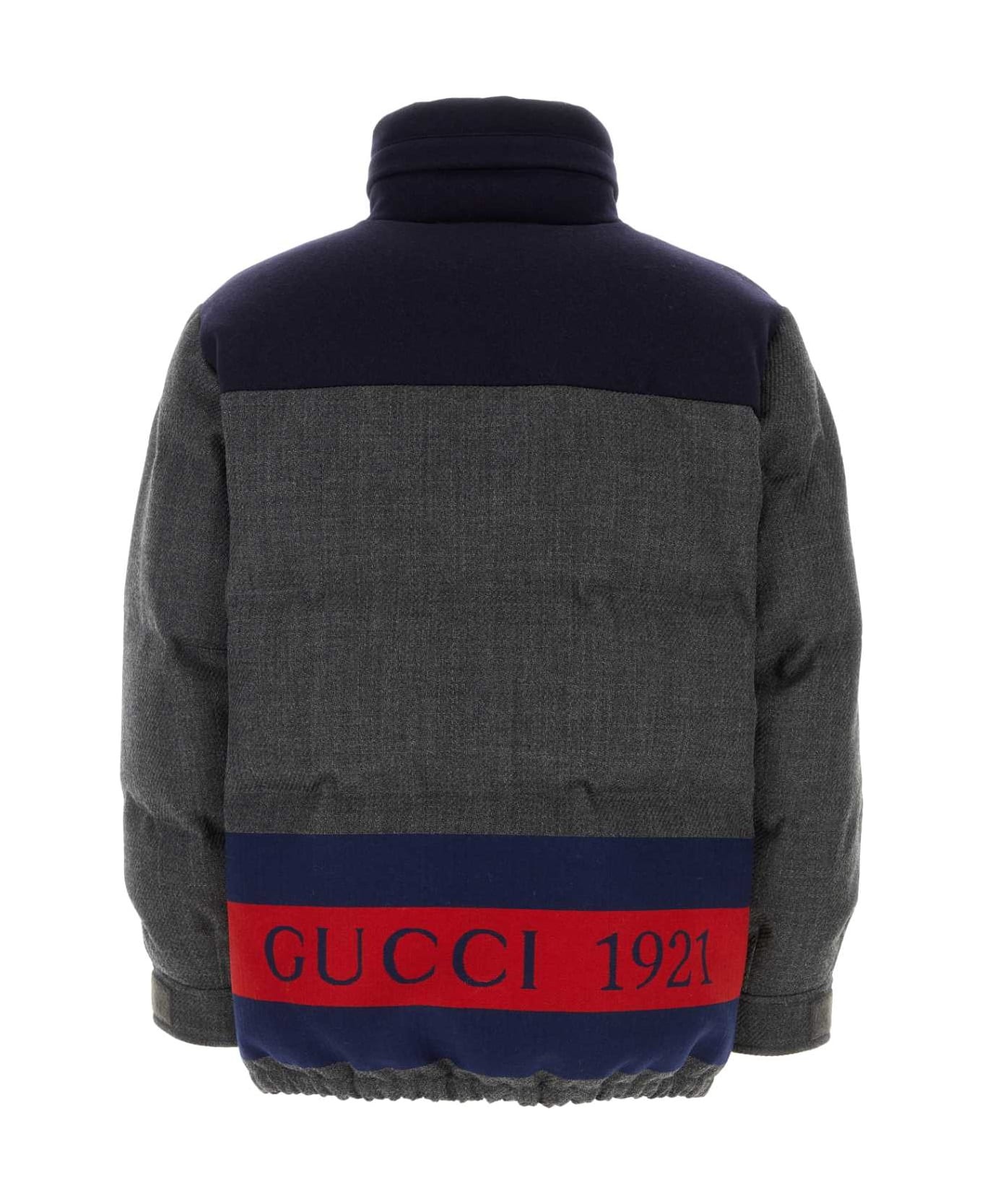 Dark Grey Wool Blend Down Jacket - 2