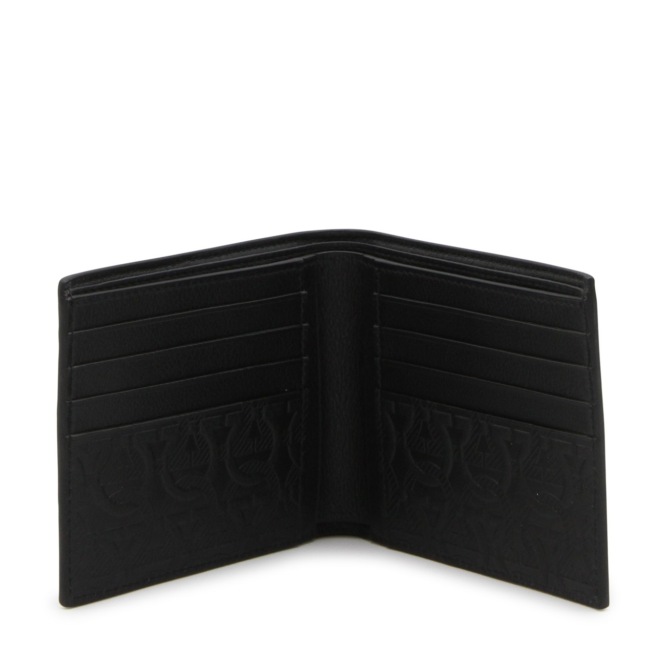 black leather gancini wallet - 3
