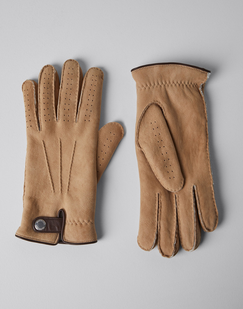 Suede shearling gloves 1