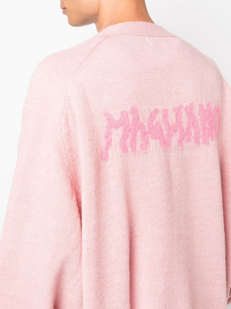 intarsia-knit logo V-neck cardigan 5