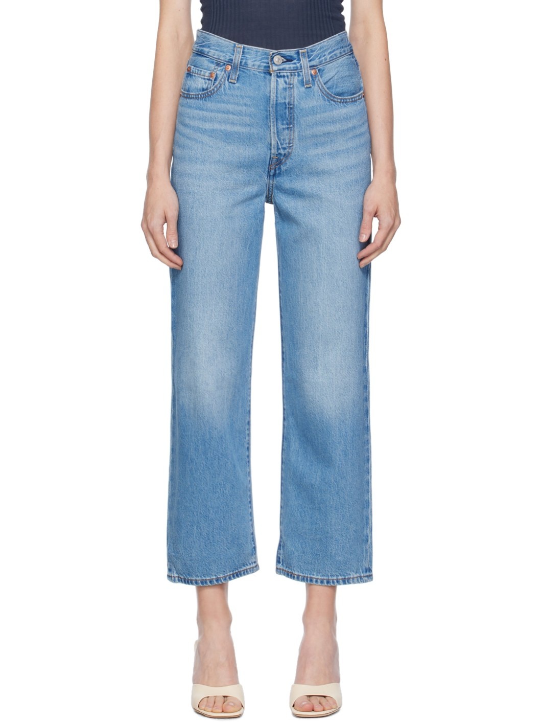 Blue Ribcage Straight Ankle Jeans - 1