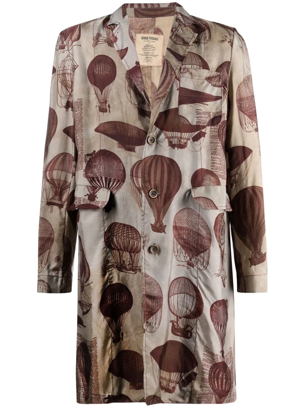 balloon-print longline shirt coat - 1