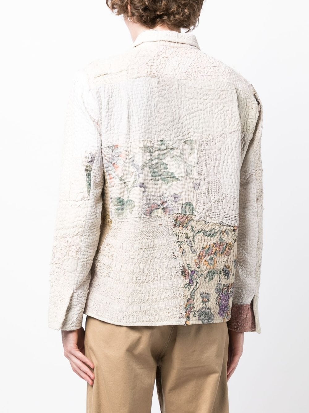 embroidered-patchwork cotton shirt jacket - 4