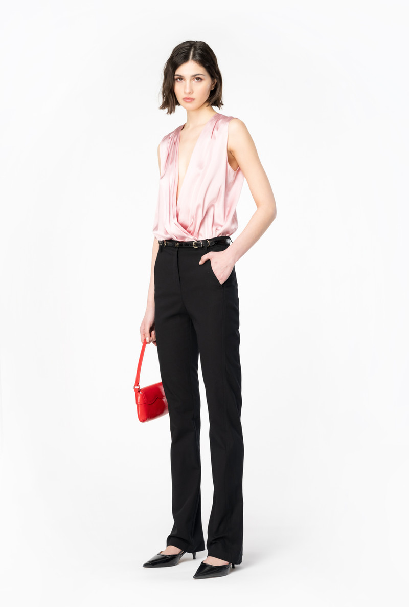 STRETCH SATIN WRAP-FRONT BODYSUIT 4