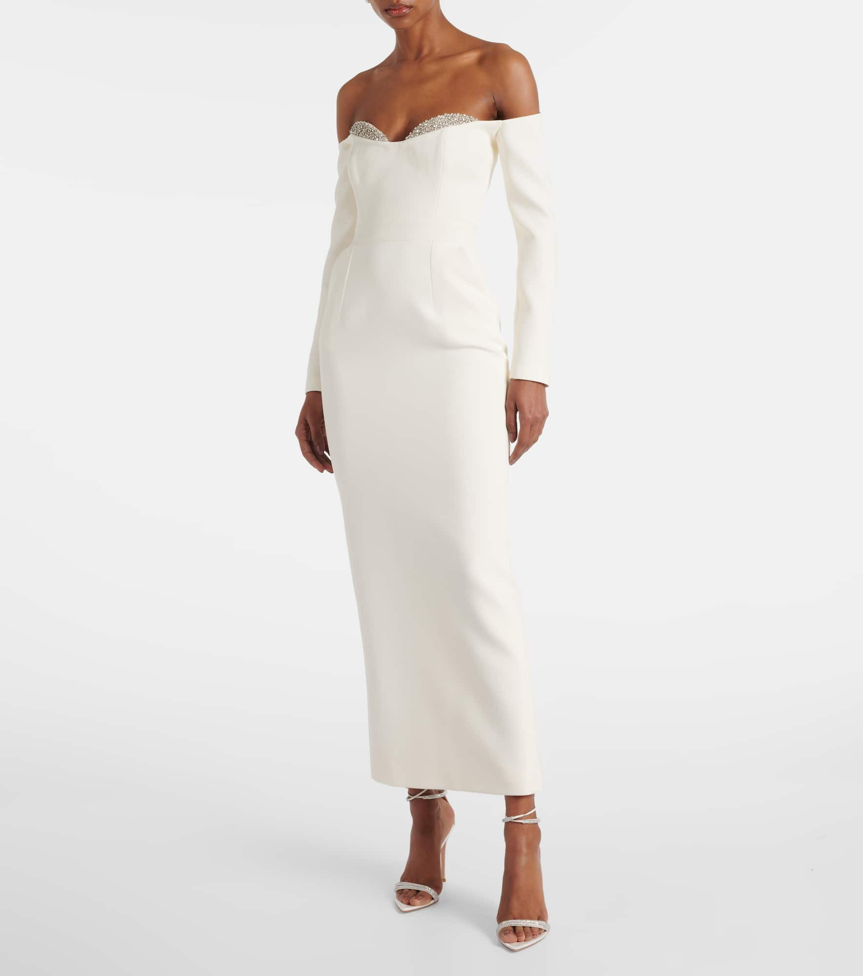 Bridal Farah embellished off-shoulder midi dress - 2